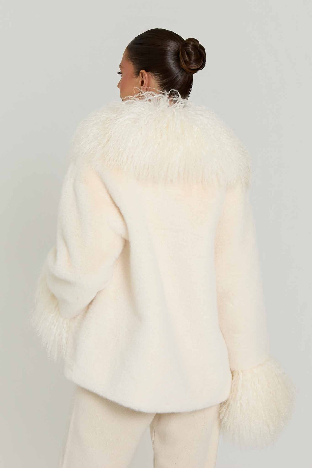 Faux Fur Coat with a Loose Collar