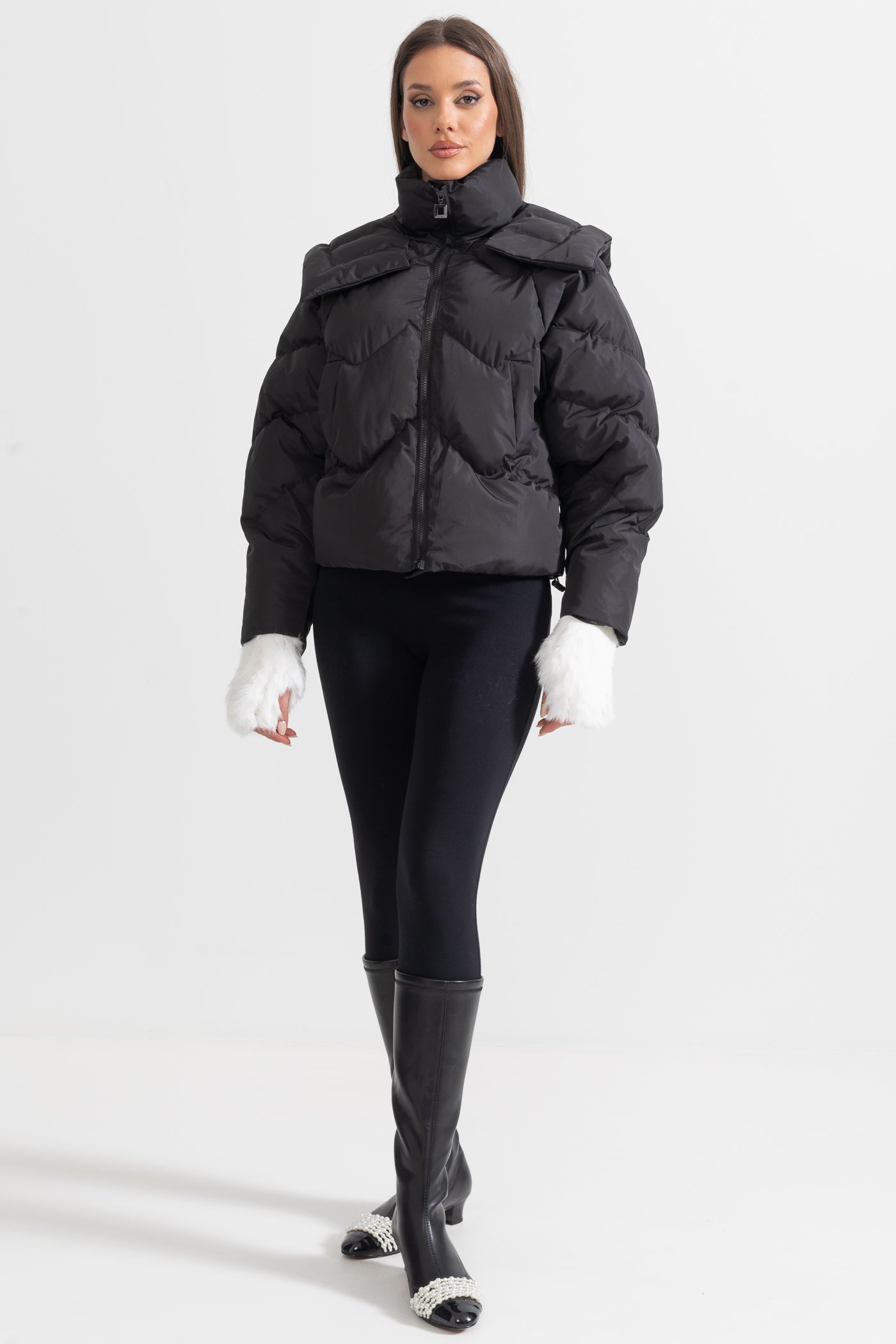 Peyton - Puffer Jacket With Oversized Shoulder Pads