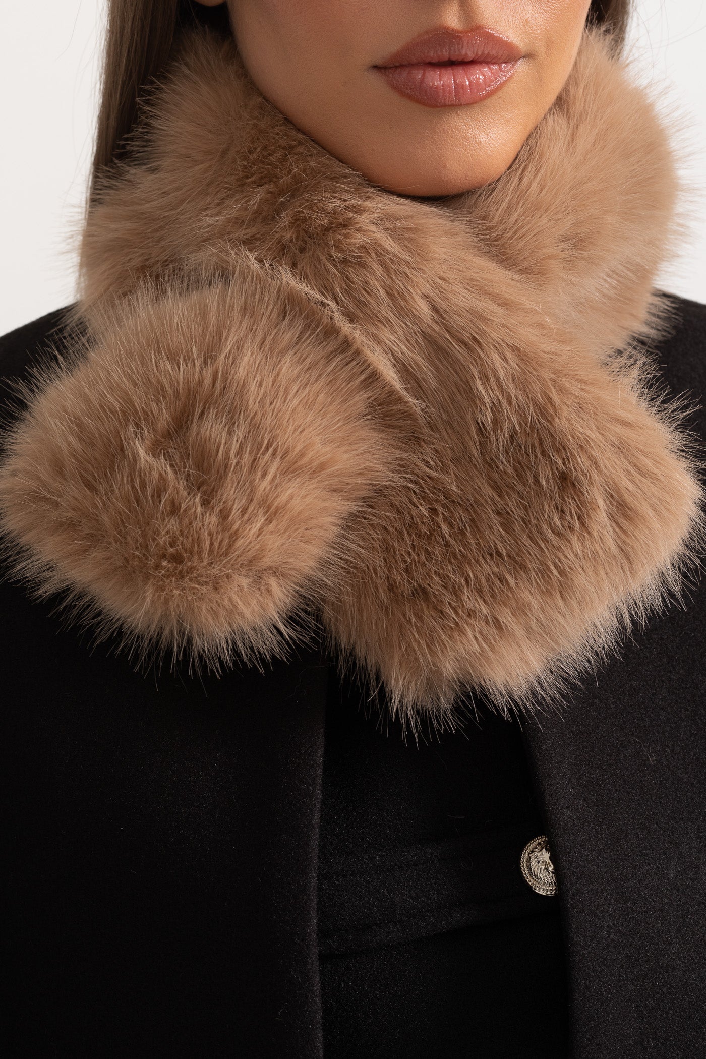 Double-Breasted Coat With Detachable Cape - Black