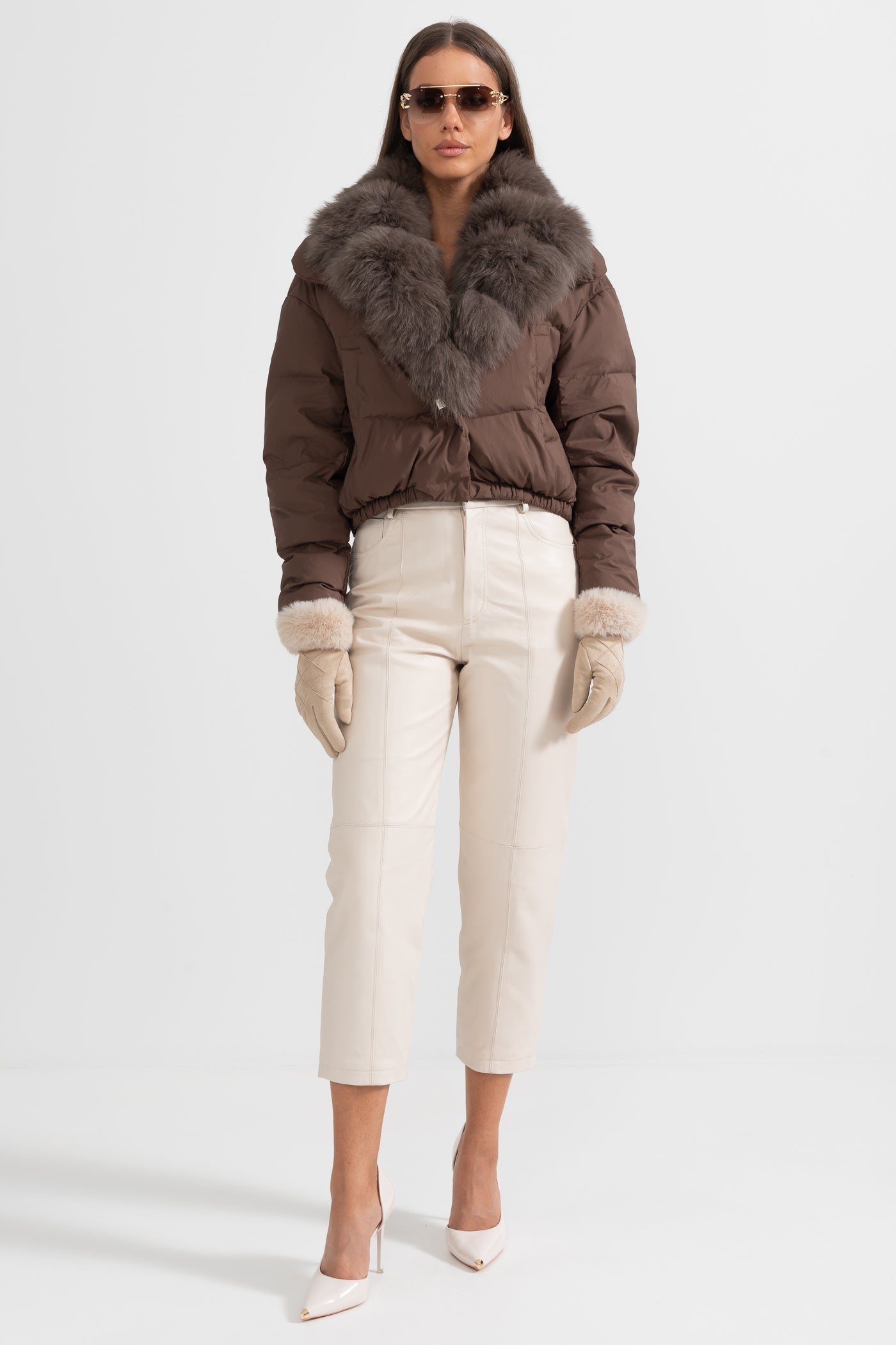 Valley - Puffer Jacket With Brown Fox Fur-Lined Hood - Brown