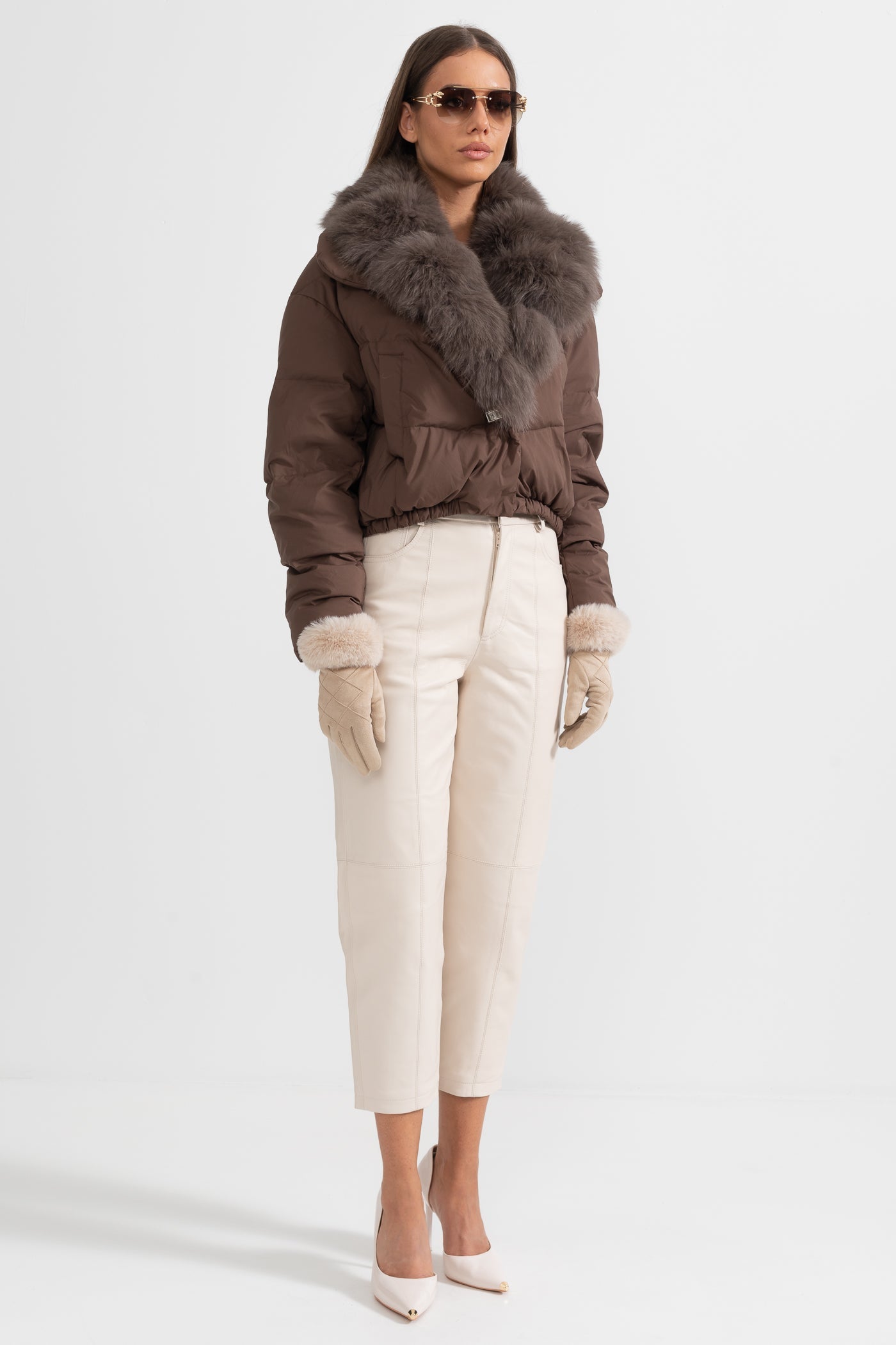 Valley - Puffer Jacket With Brown Fox Fur-Lined Hood - Brown