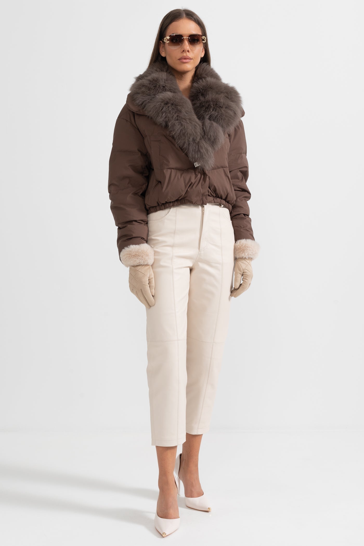 Valley - Puffer Jacket With Brown Fox Fur-Lined Hood - Brown