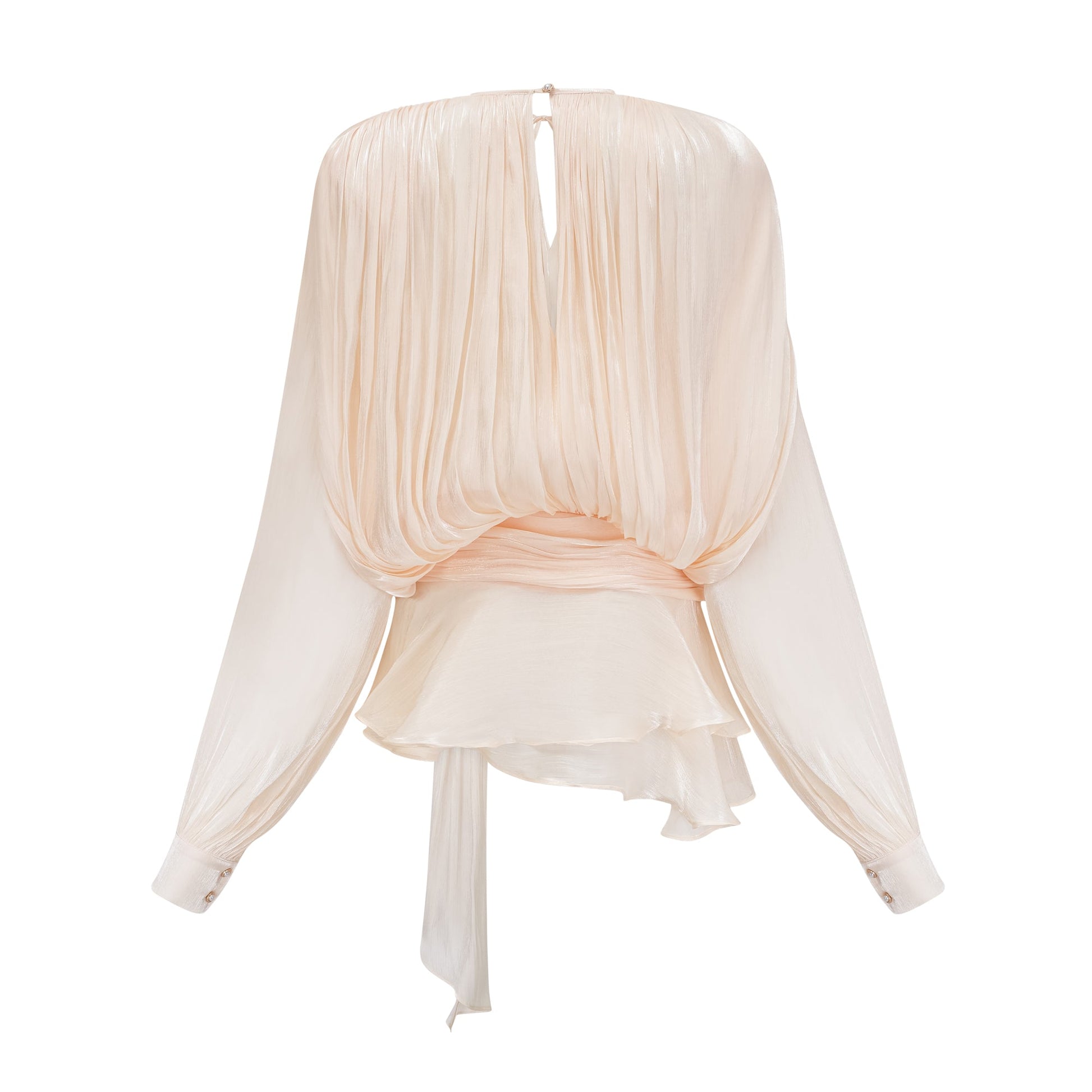 Eugénie Neutral Pleated Ruffle Mini Dress