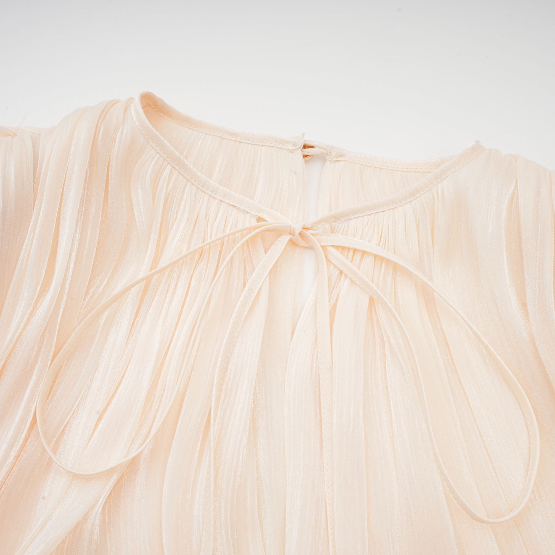 Eugénie Neutral Pleated Ruffle Mini Dress