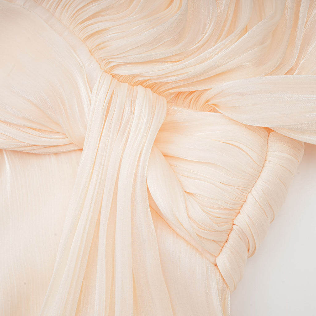 Eugénie Neutral Pleated Ruffle Mini Dress