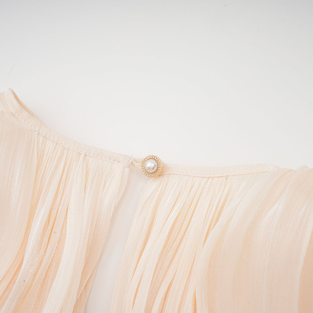 Eugénie Neutral Pleated Ruffle Mini Dress