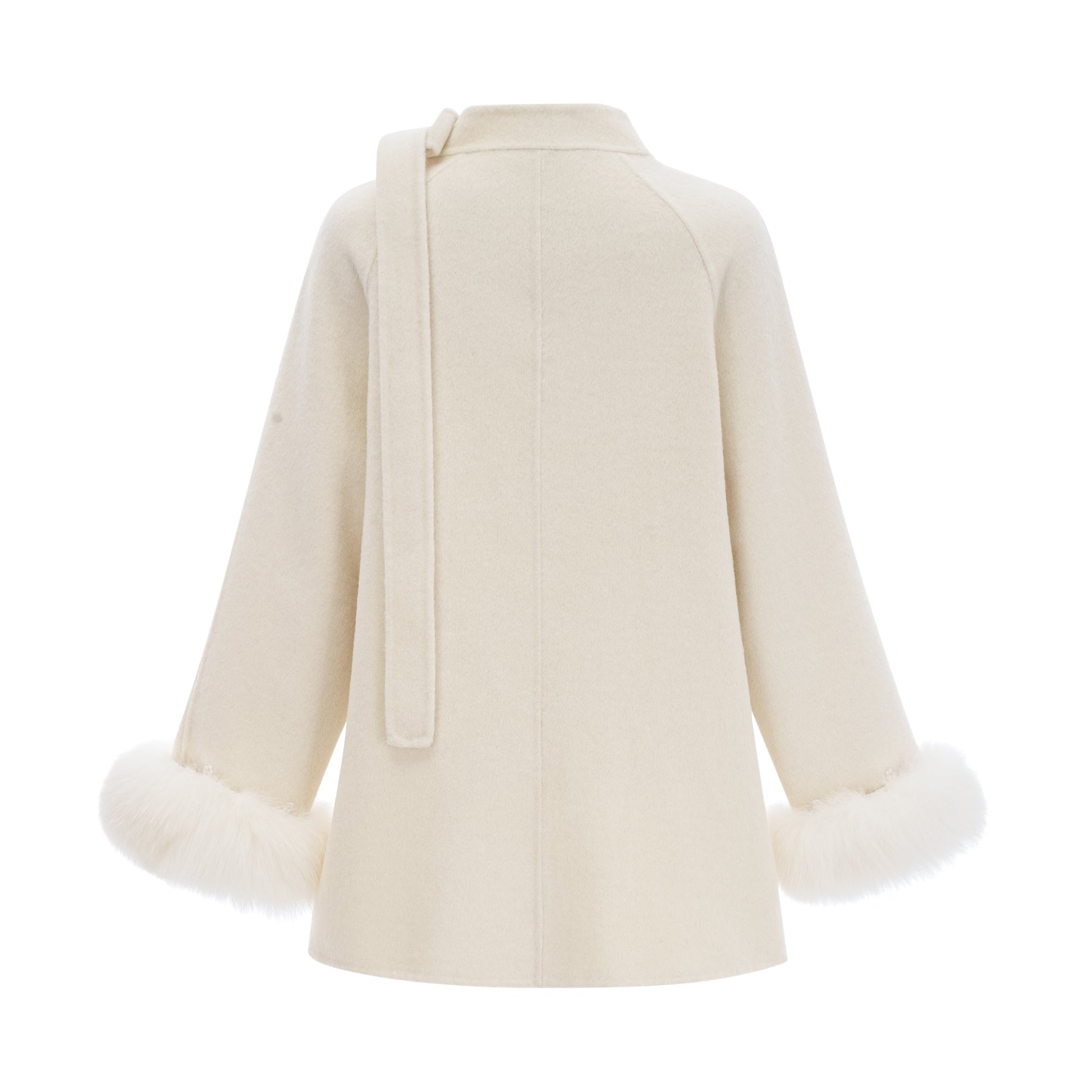 Leila - White Wool fur Bowknot Coat