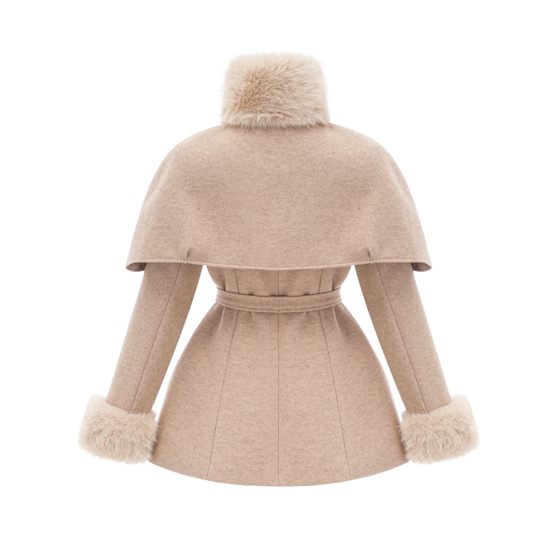 Kendall - Detachable-cape Faux-fur Coat
