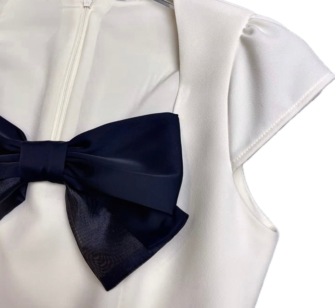 Hayden Bow Mini Dress in White