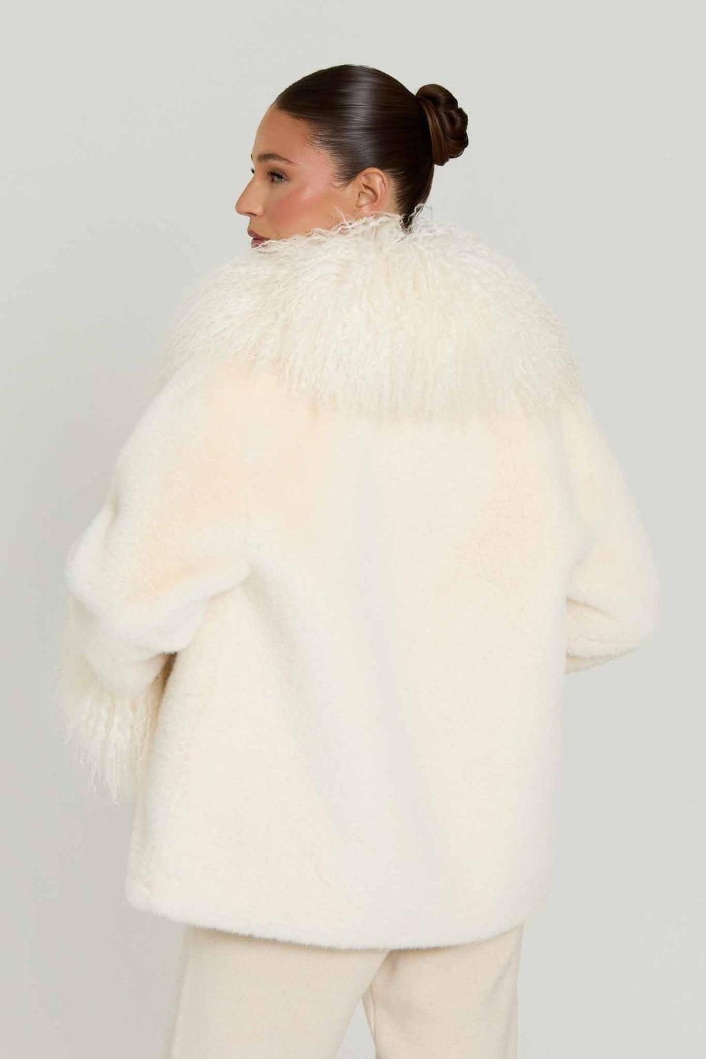 Faux Fur Coat with a Loose Collar