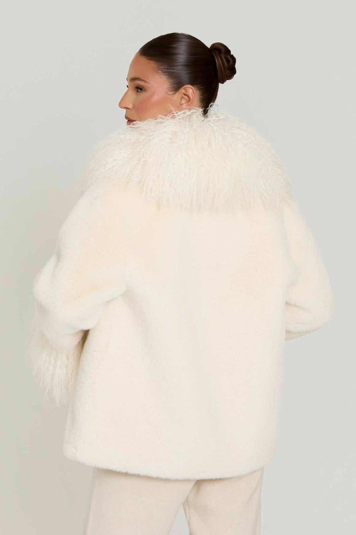 Faux Fur Coat with a Loose Collar