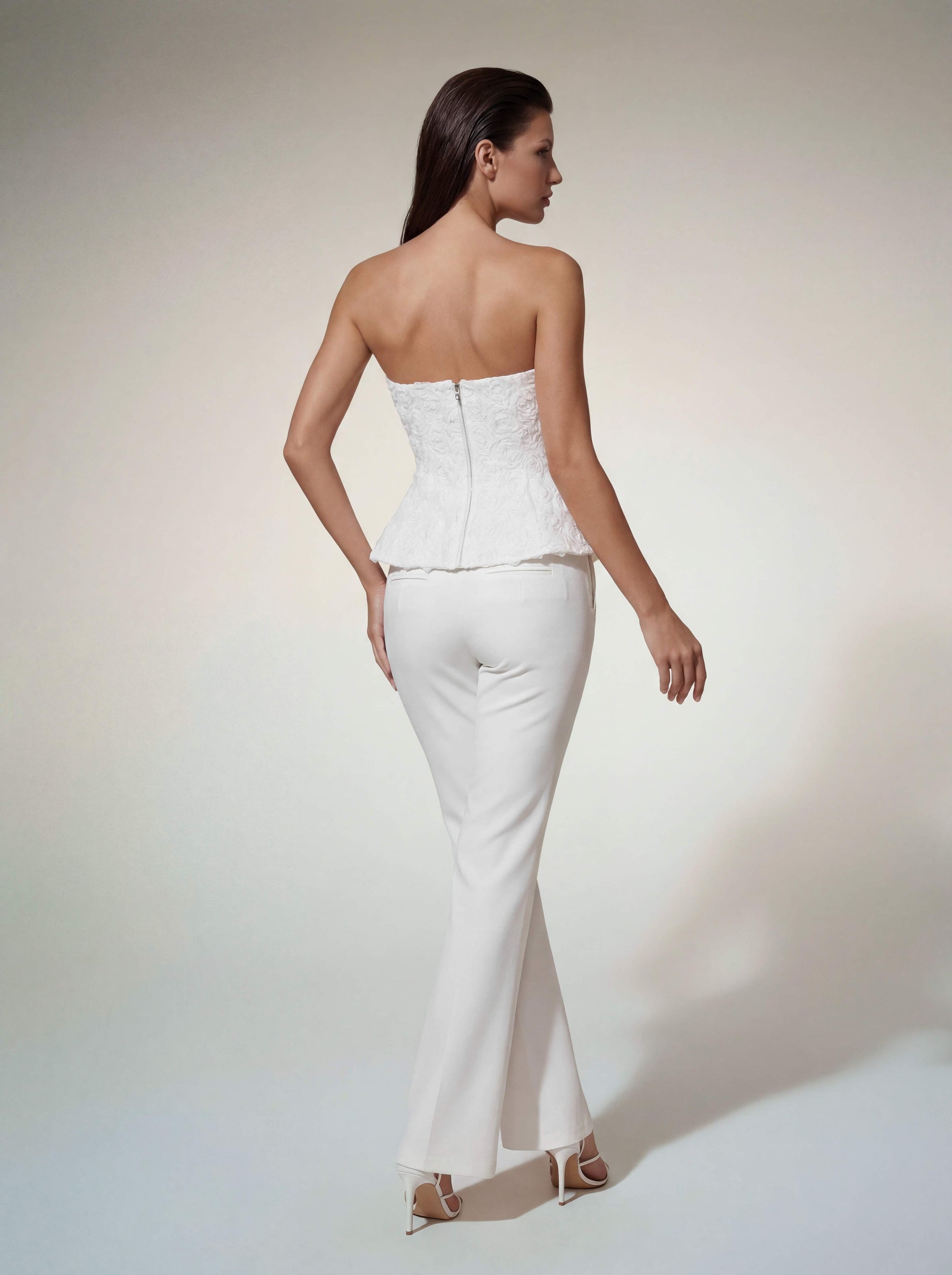 Glyxen Strapless Flower Flare Pants Set