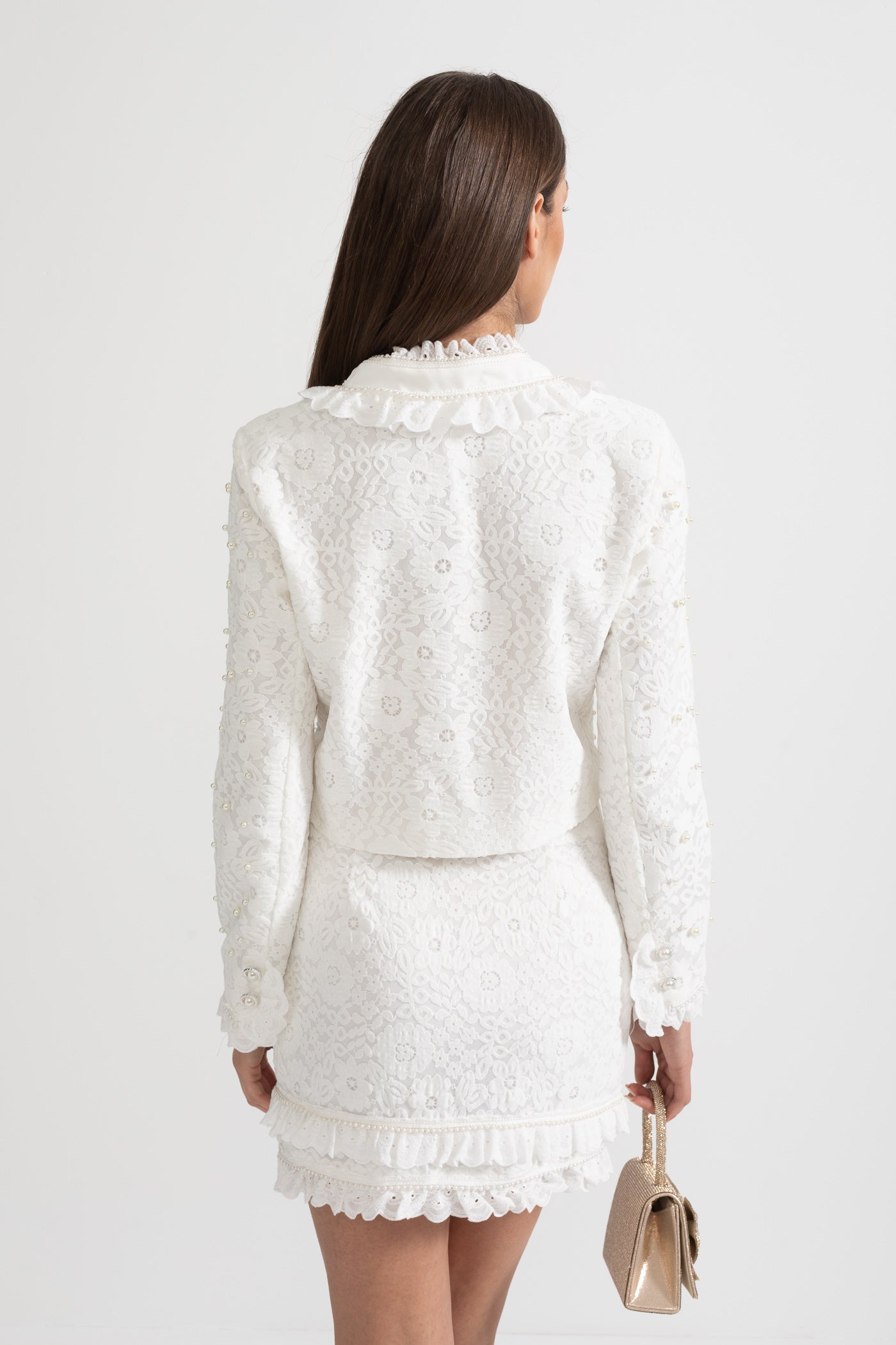 Elegant Set With with Pearl Embellishments - White