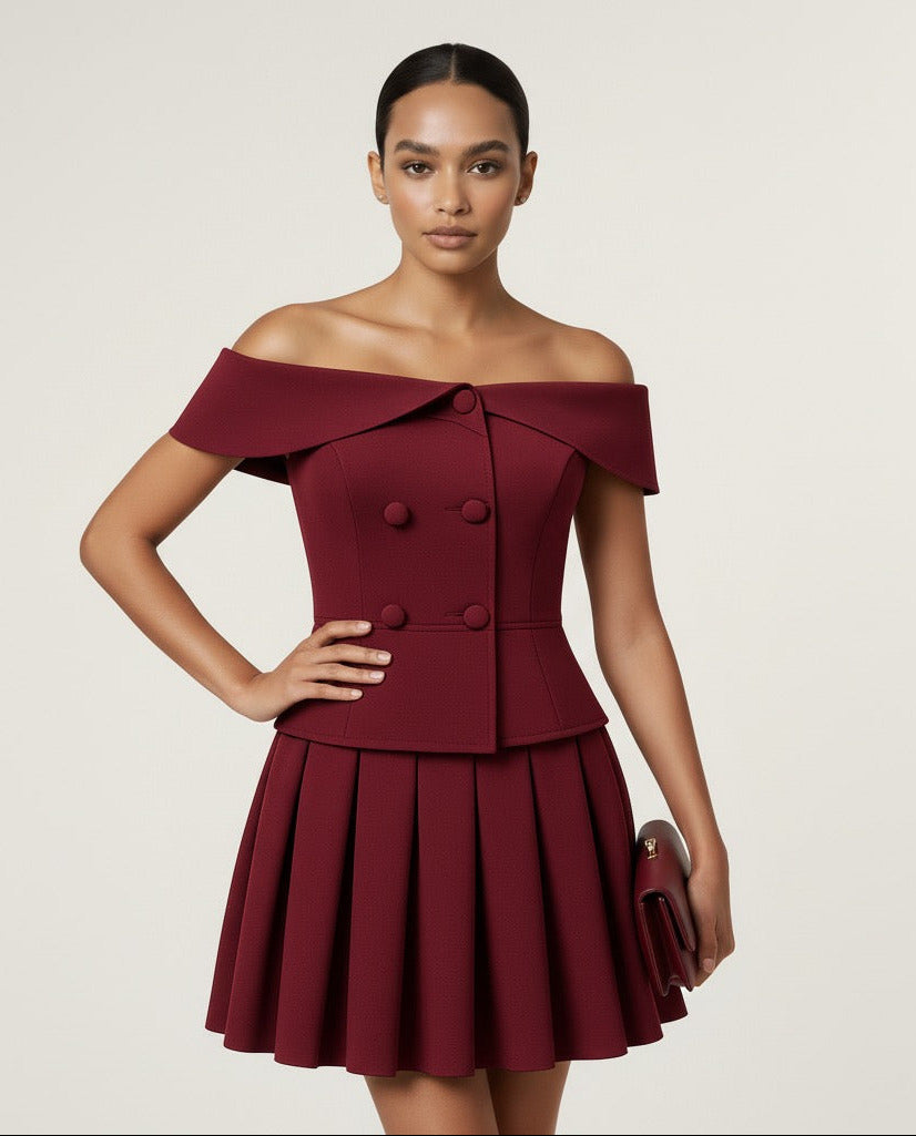 The Marlowe Off-Shoulder Suit Set