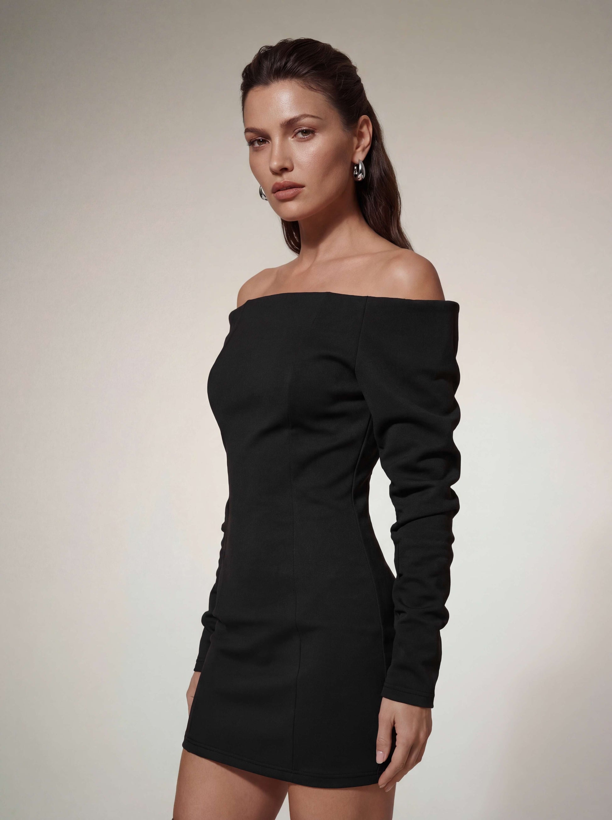 Joryxen Off Shoulder Mini Dress in Black