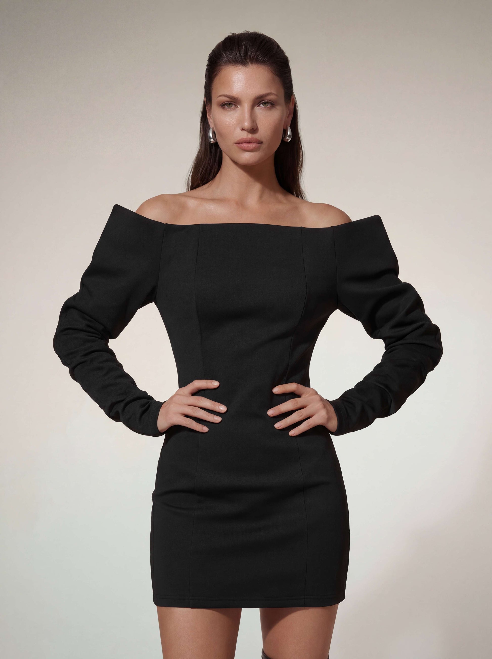 Joryxen Off Shoulder Mini Dress in Black