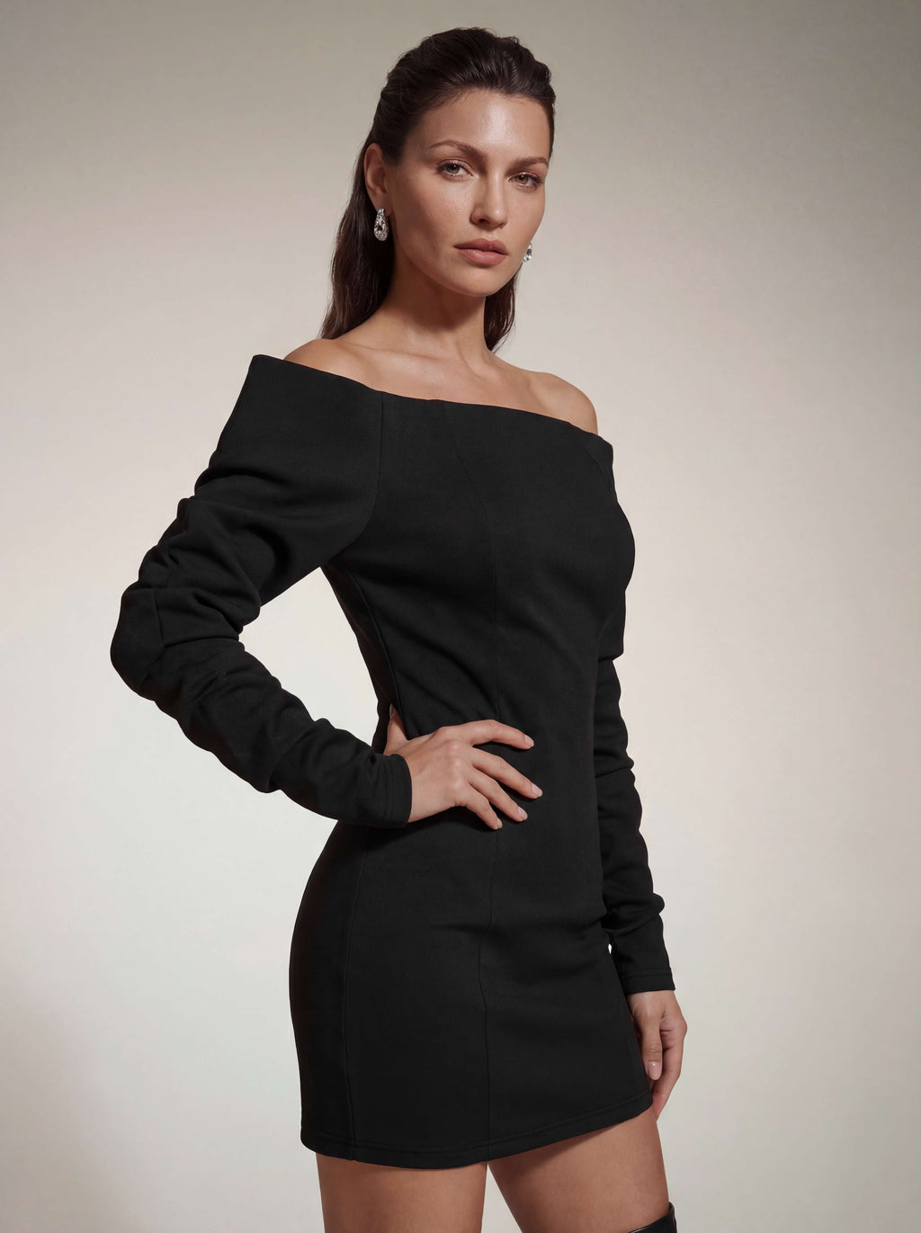 Joryxen Off Shoulder Mini Dress in Black