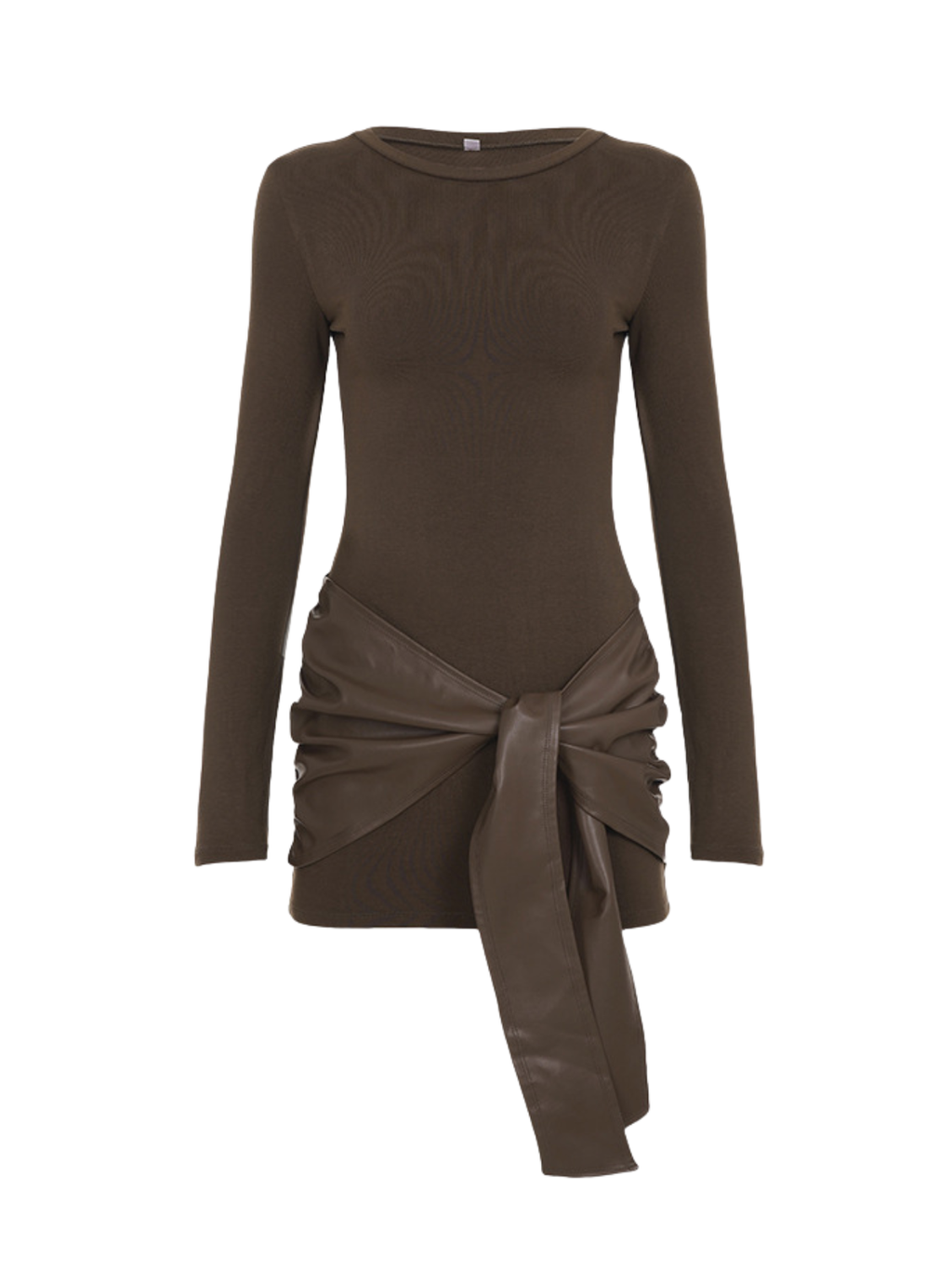 Lynvora Long Sleeve Leather Mini Dress