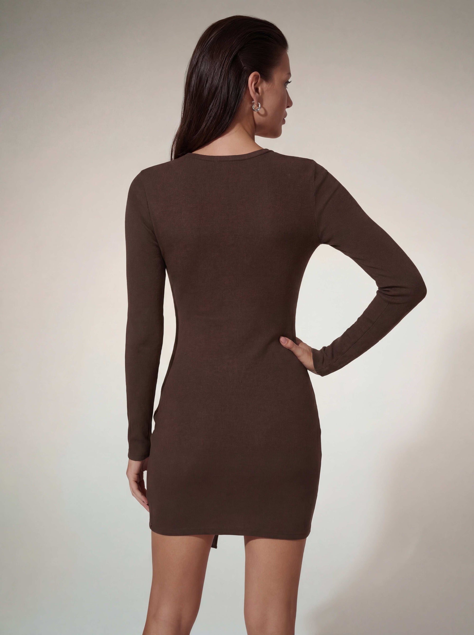 Lynvora Long Sleeve Leather Mini Dress