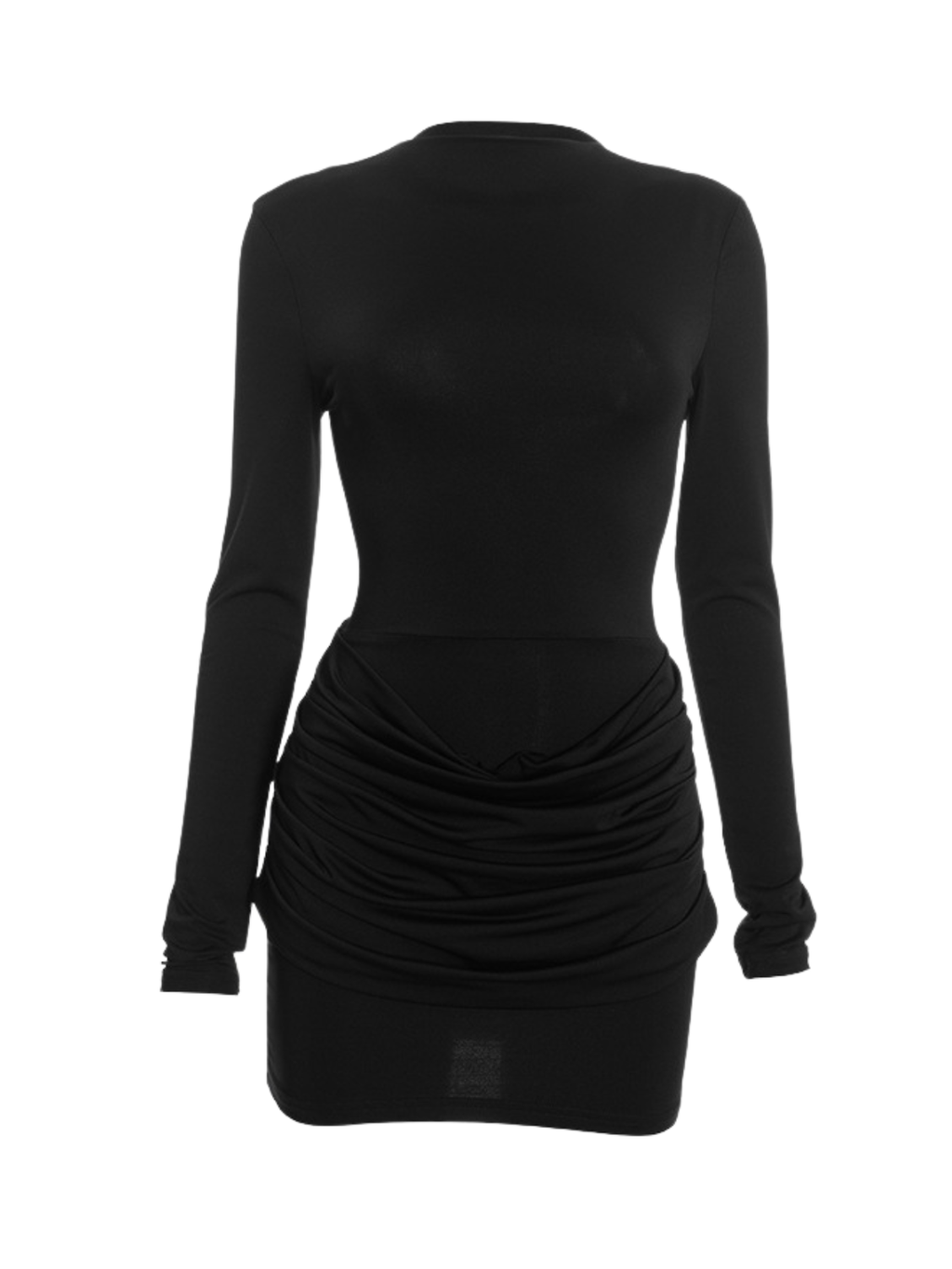 Lyubov Long Sleeve Ruched Dress In Black