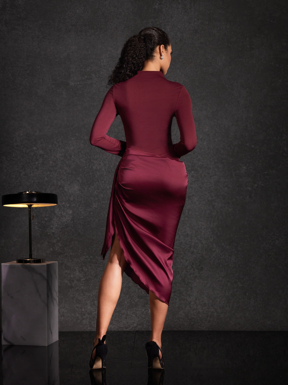 Majola Long Sleeve Ruched Midi Dress