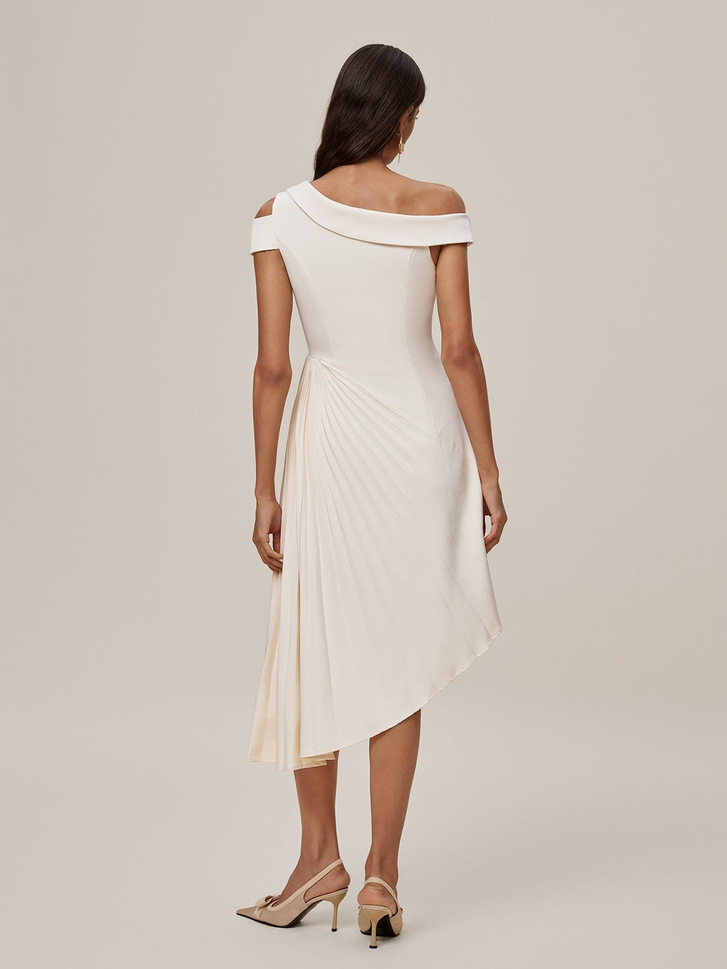 Onyeka One Shoulder Pleated Midi Dress