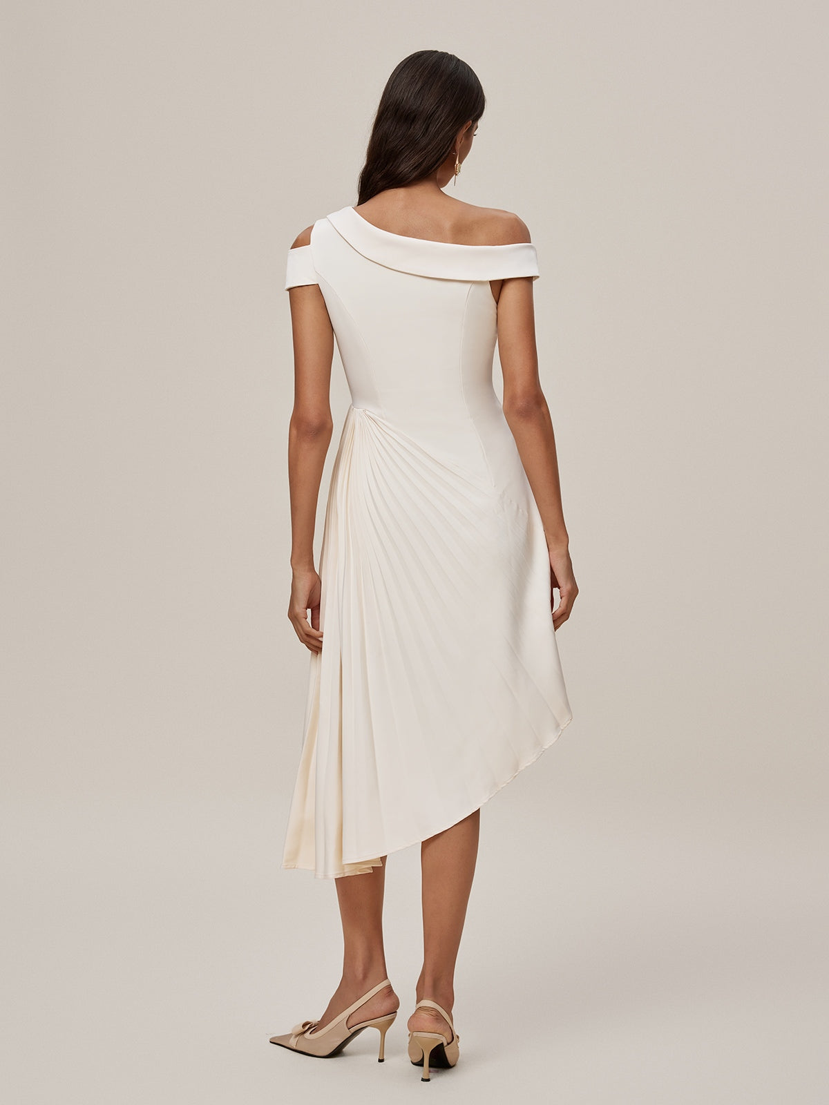 Onyeka One Shoulder Pleated Midi Dress