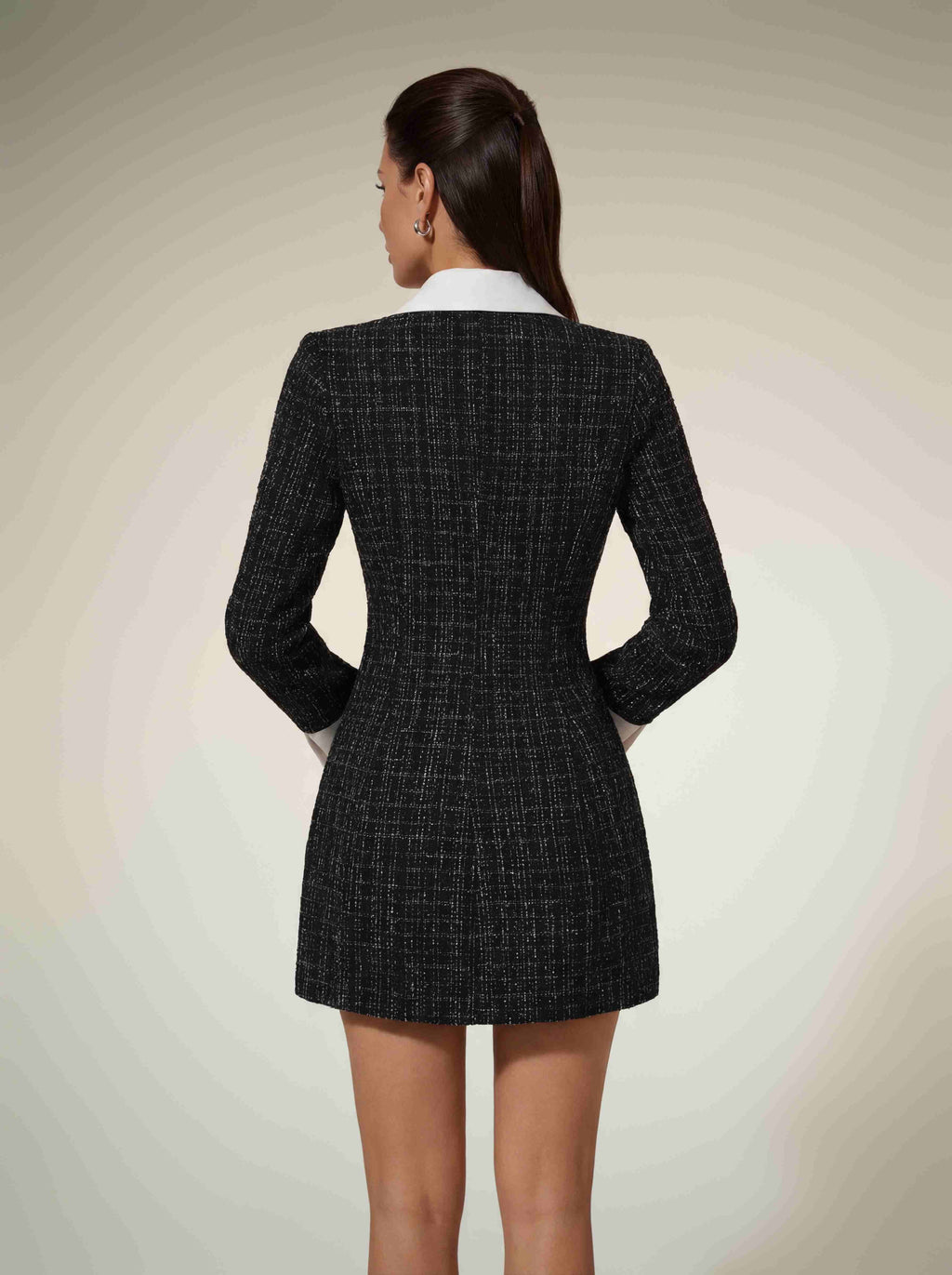 Quvexa Folded Collar Tweed Mini Dress
