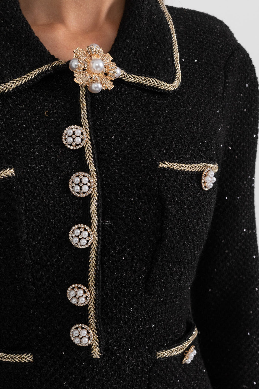 Knit Textured Mini Dress - Black