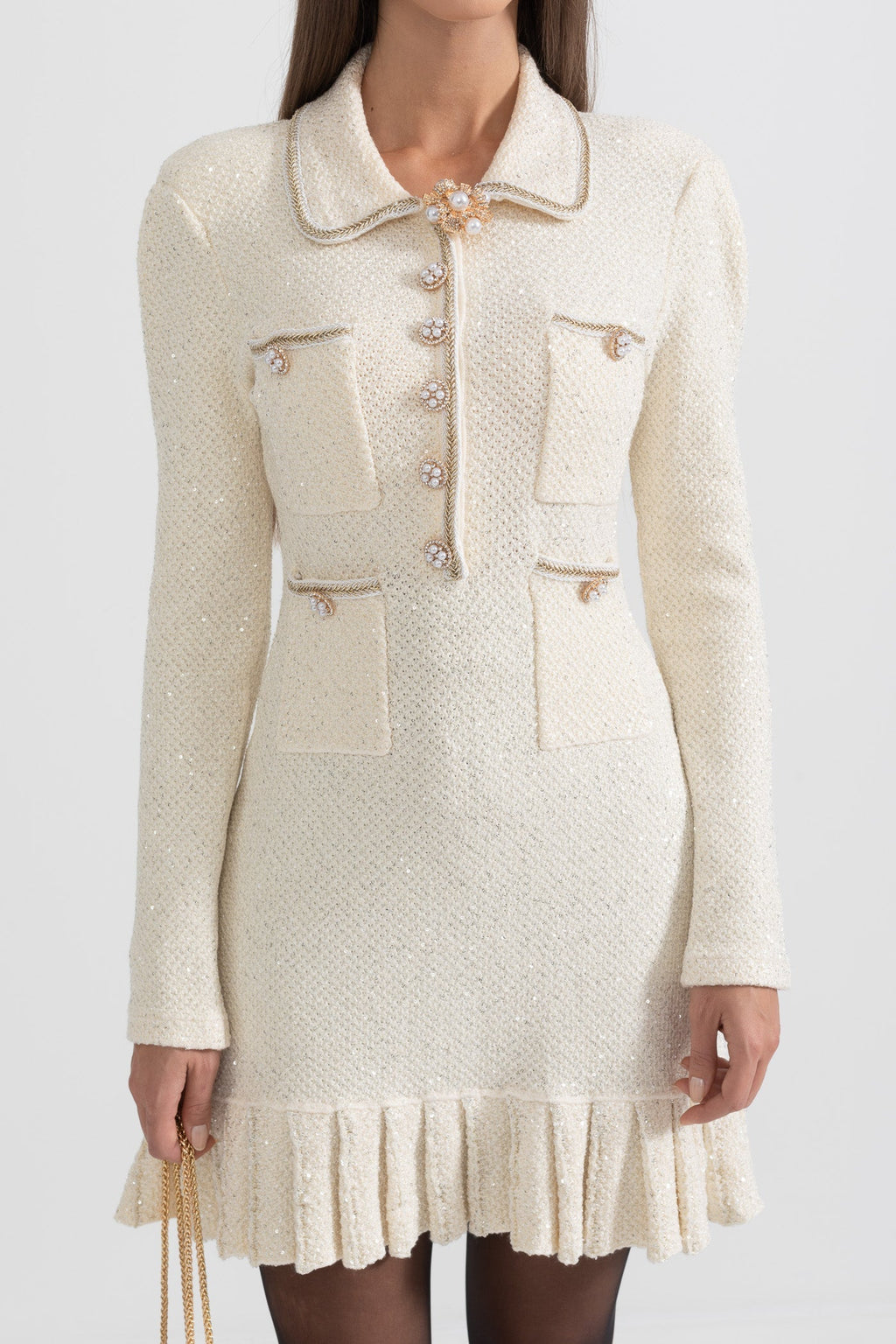 Knit Textured Mini Dress - Ivory