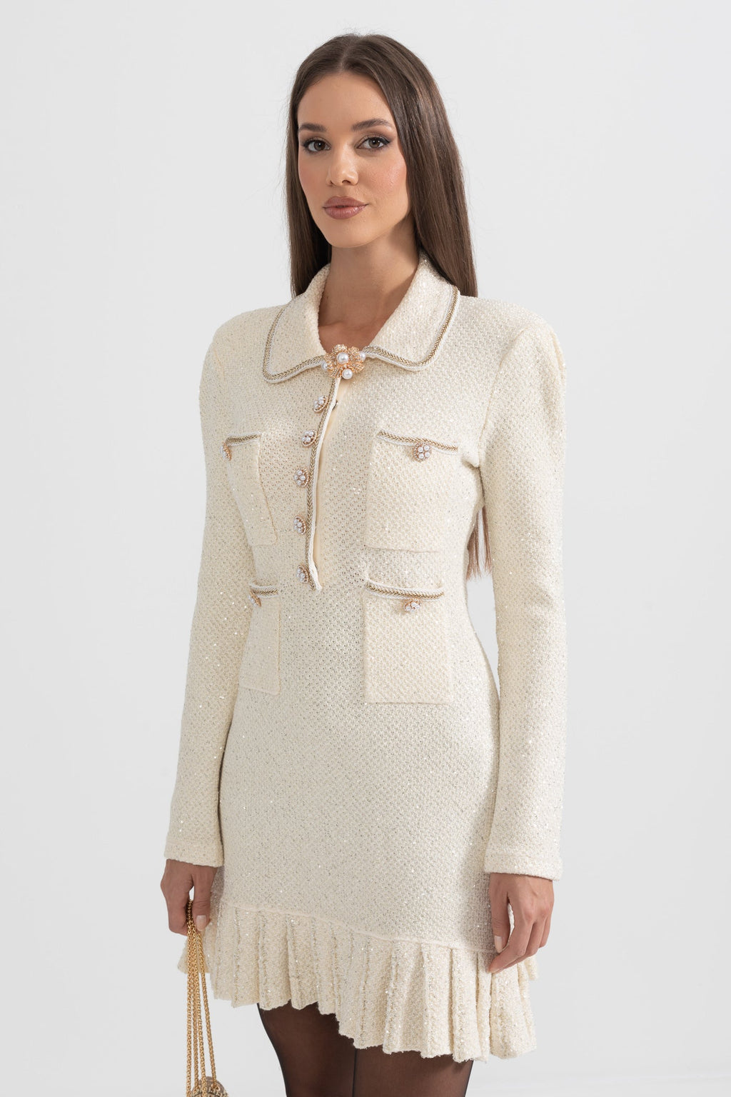 Knit Textured Mini Dress - Ivory