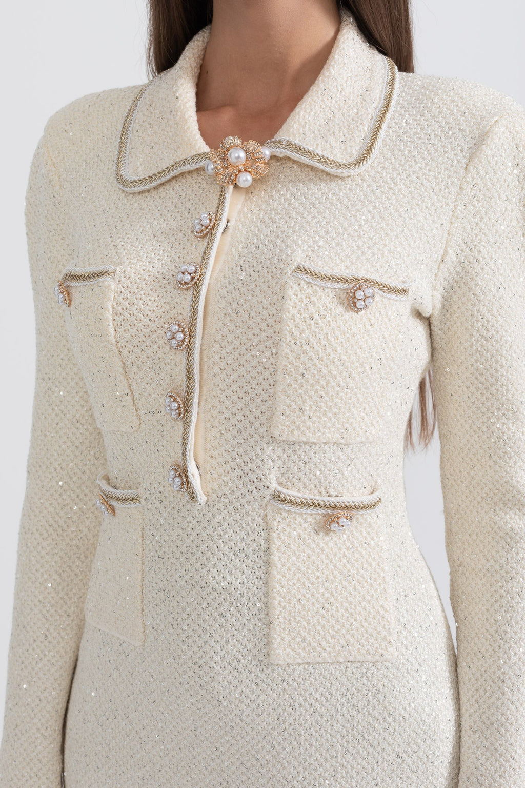 Knit Textured Mini Dress - Ivory