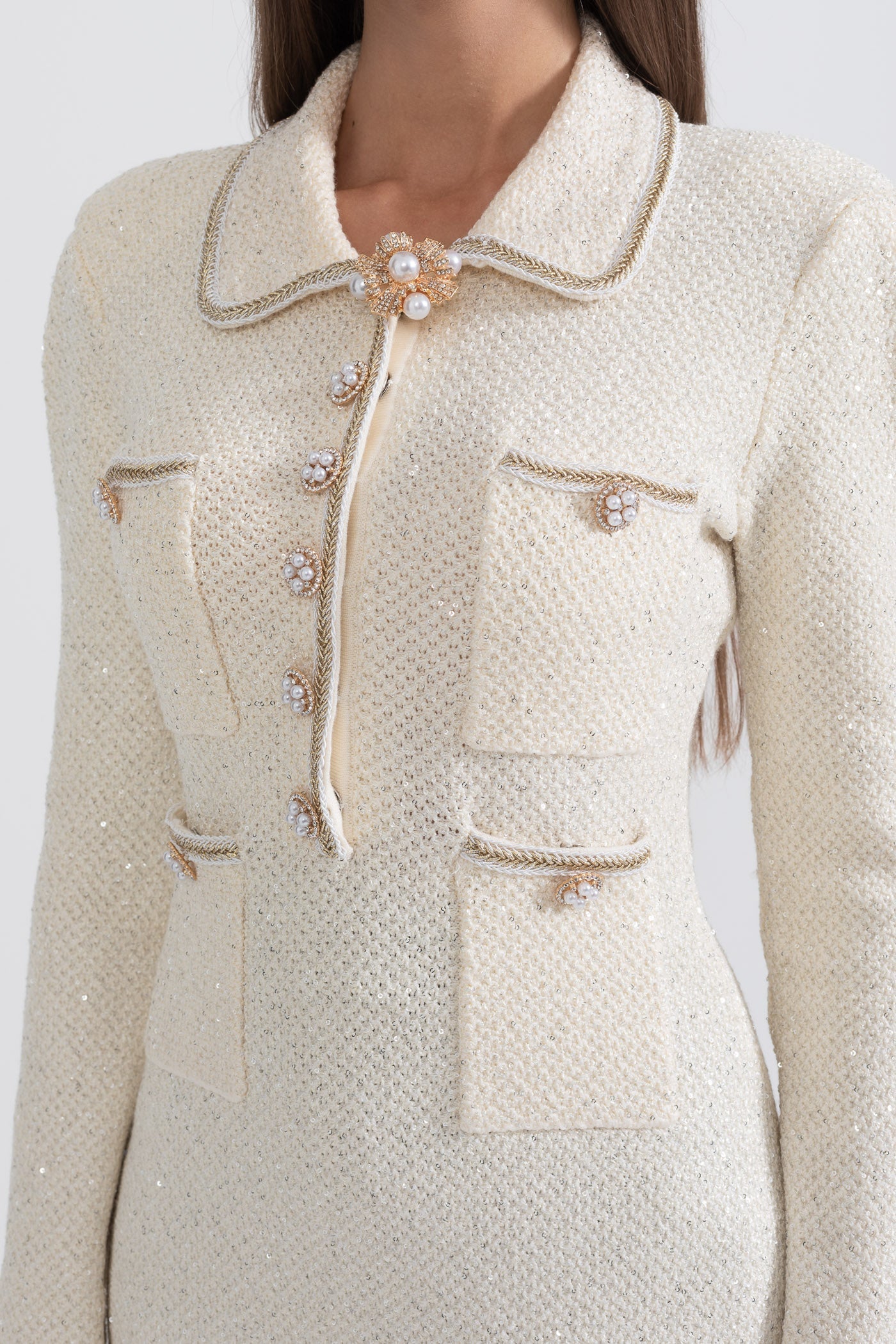 Knit Textured Mini Dress - Ivory