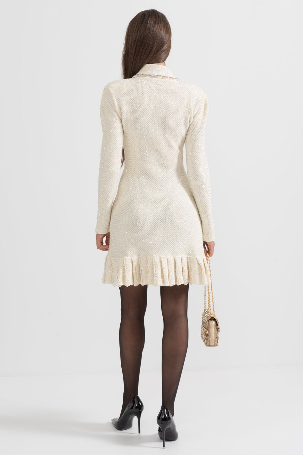 Knit Textured Mini Dress - Ivory