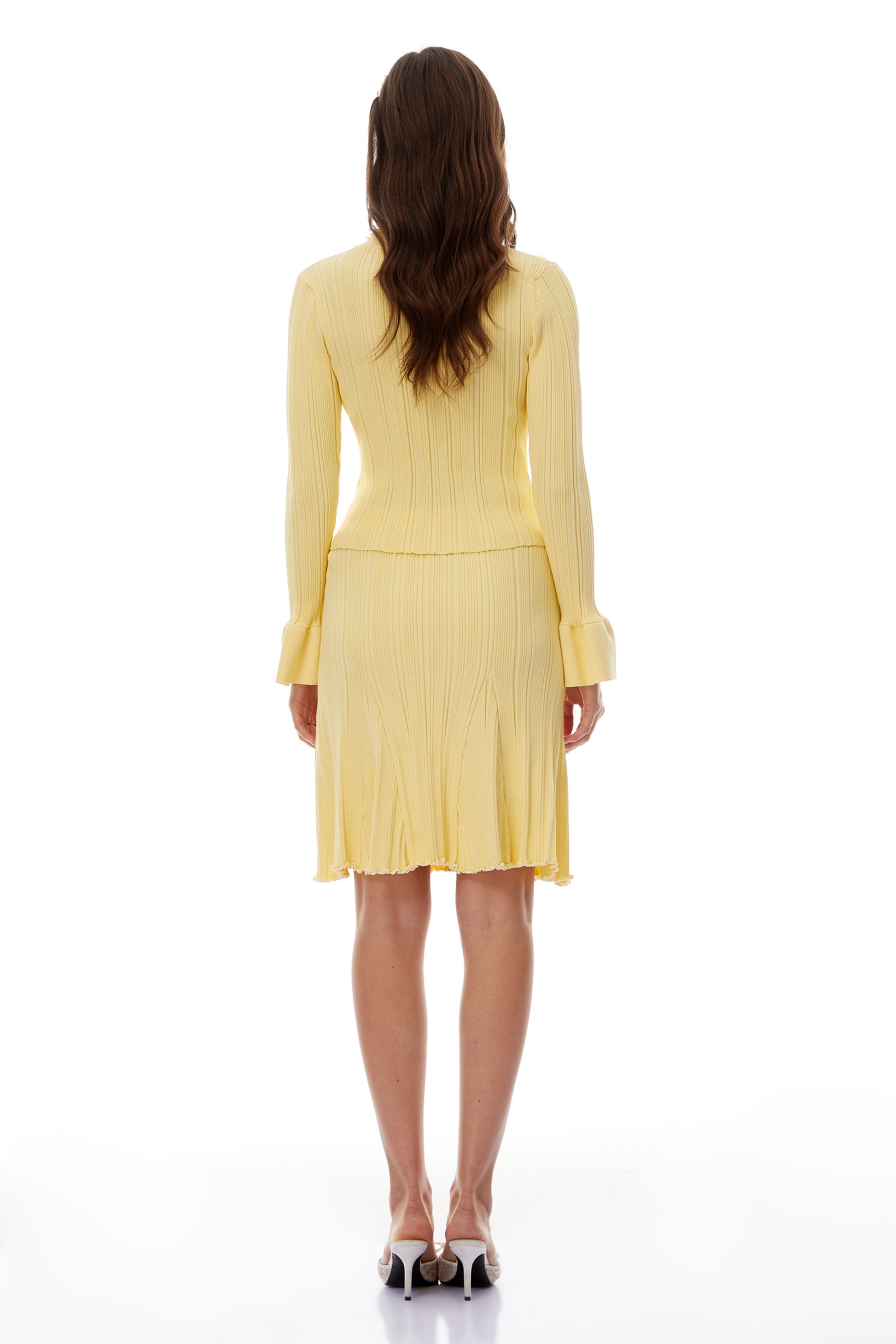 Florence Yellow Beaded Knit Blouse & Skirt Set