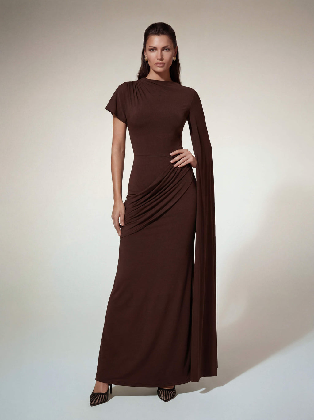 Tyvex Short Sleeve Draped Maxi Dress