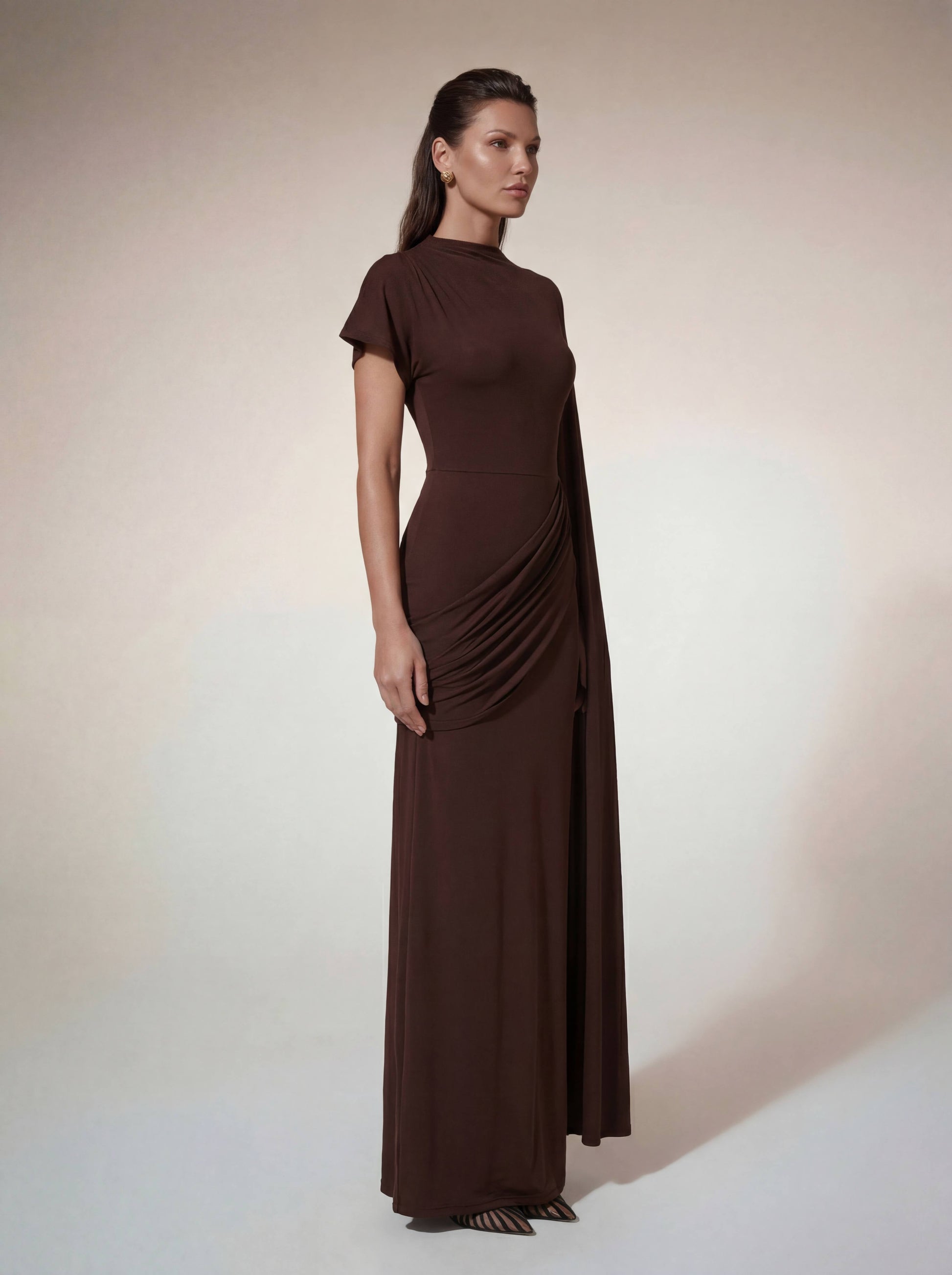 Tyvex Short Sleeve Draped Maxi Dress