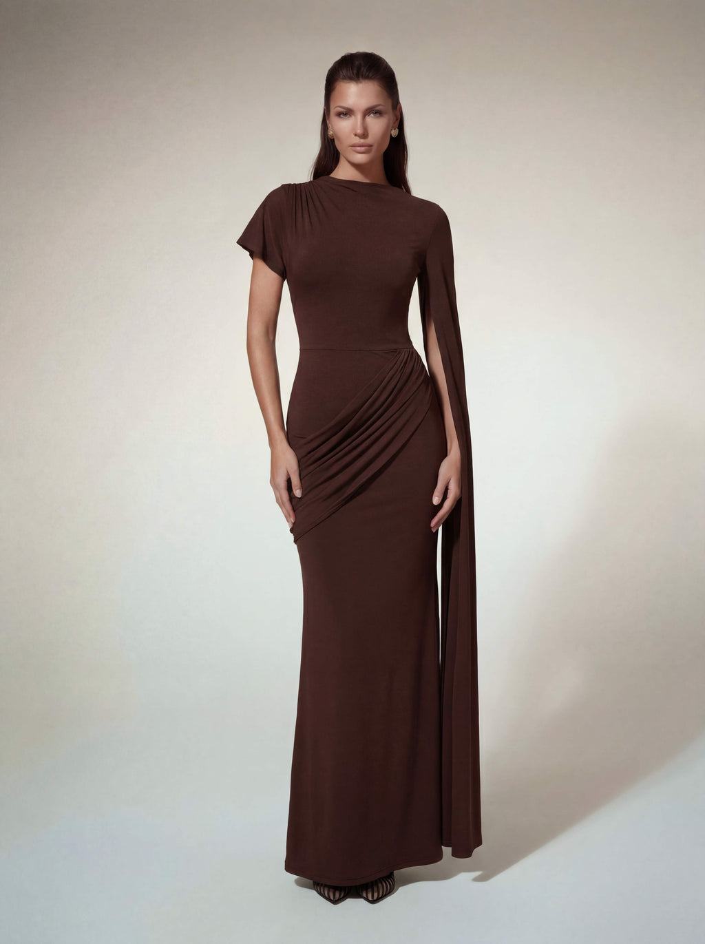 Tyvex Short Sleeve Draped Maxi Dress