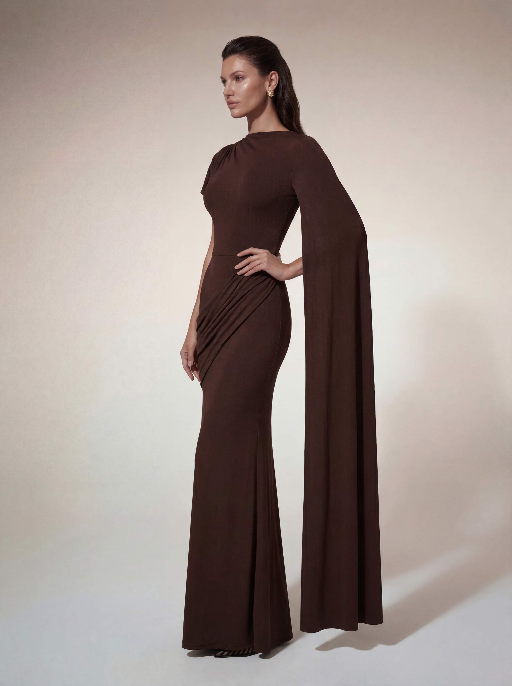 Tyvex Short Sleeve Draped Maxi Dress