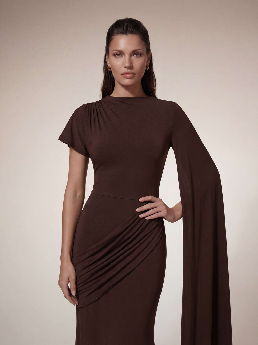 Tyvex Short Sleeve Draped Maxi Dress