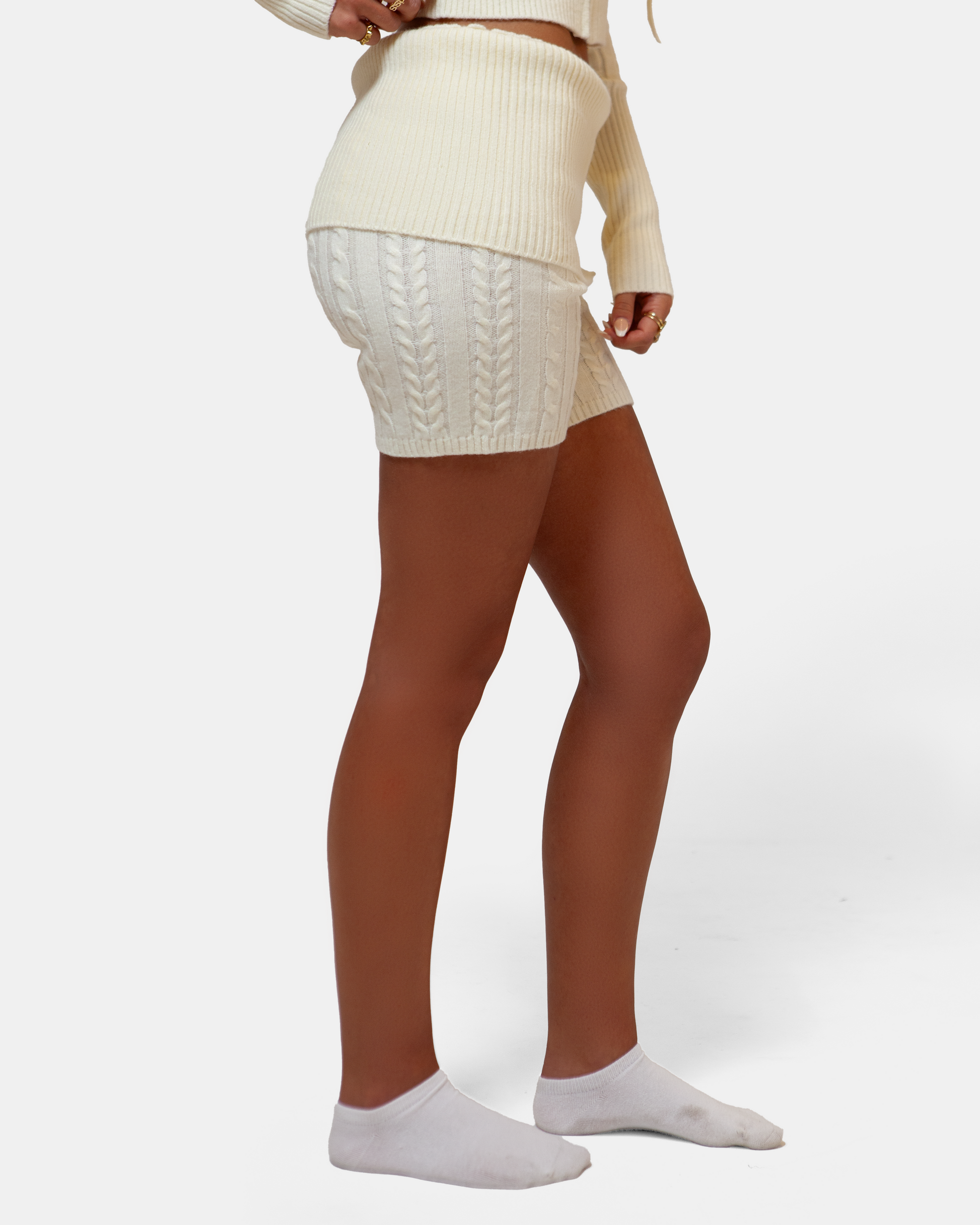 Alessa Ribbed Lounge Set - White