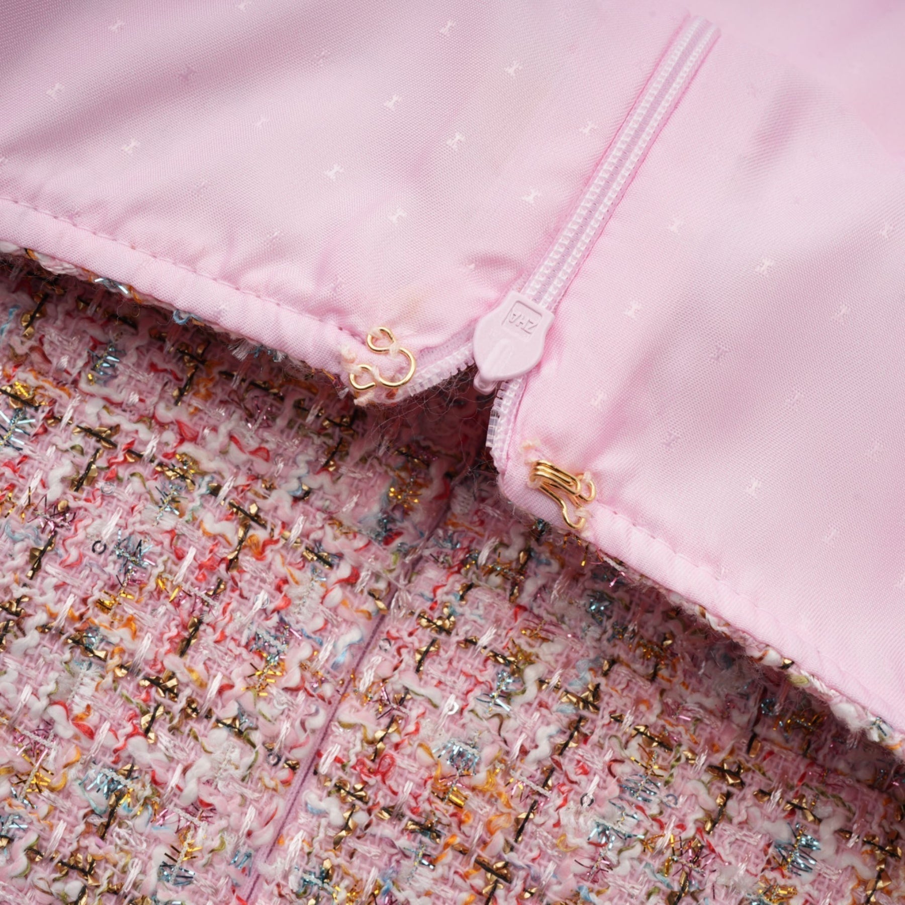 Ember - Pink Tweed Crystal Embellished Mini Dress