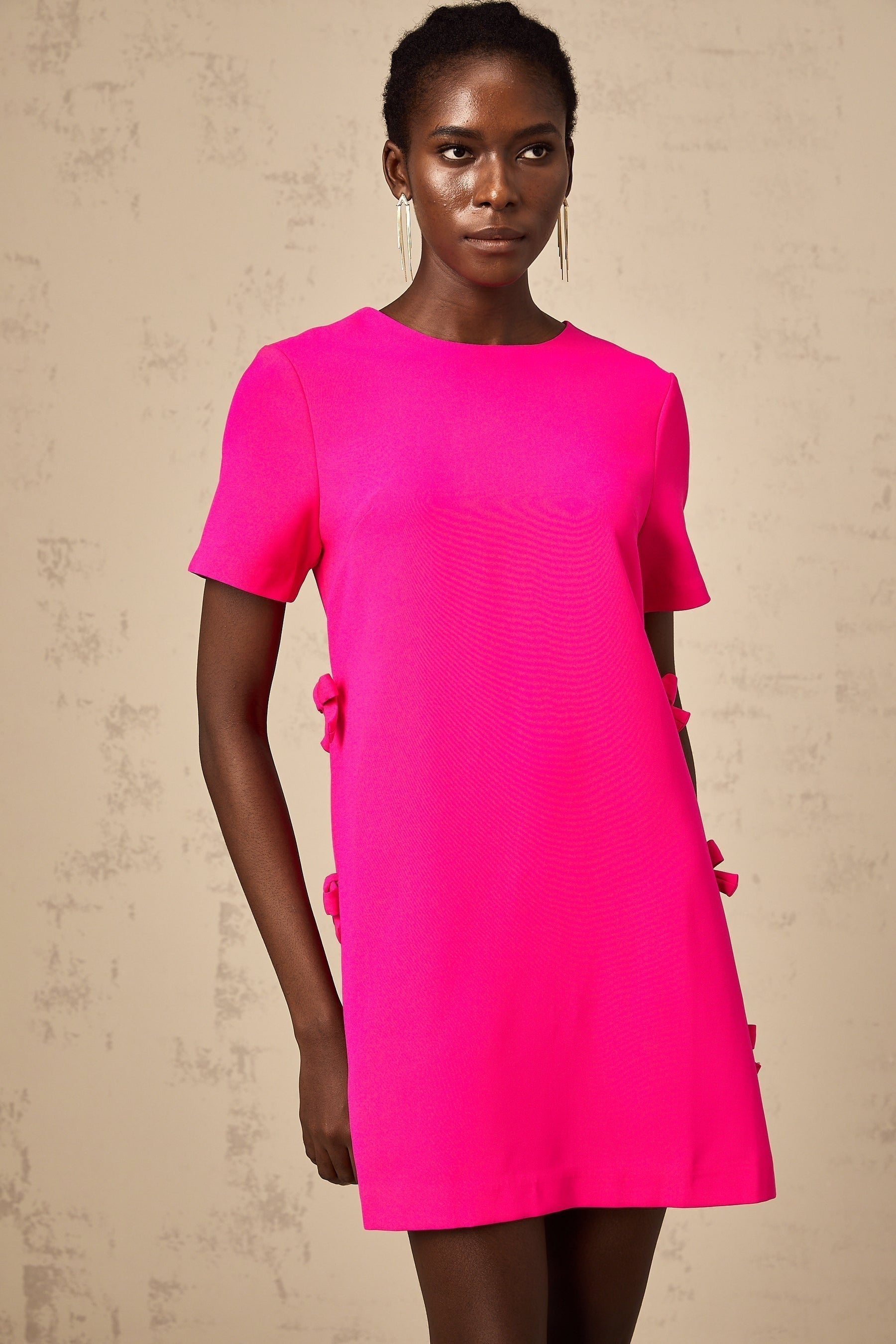 April - Pink Bow Mini Dress