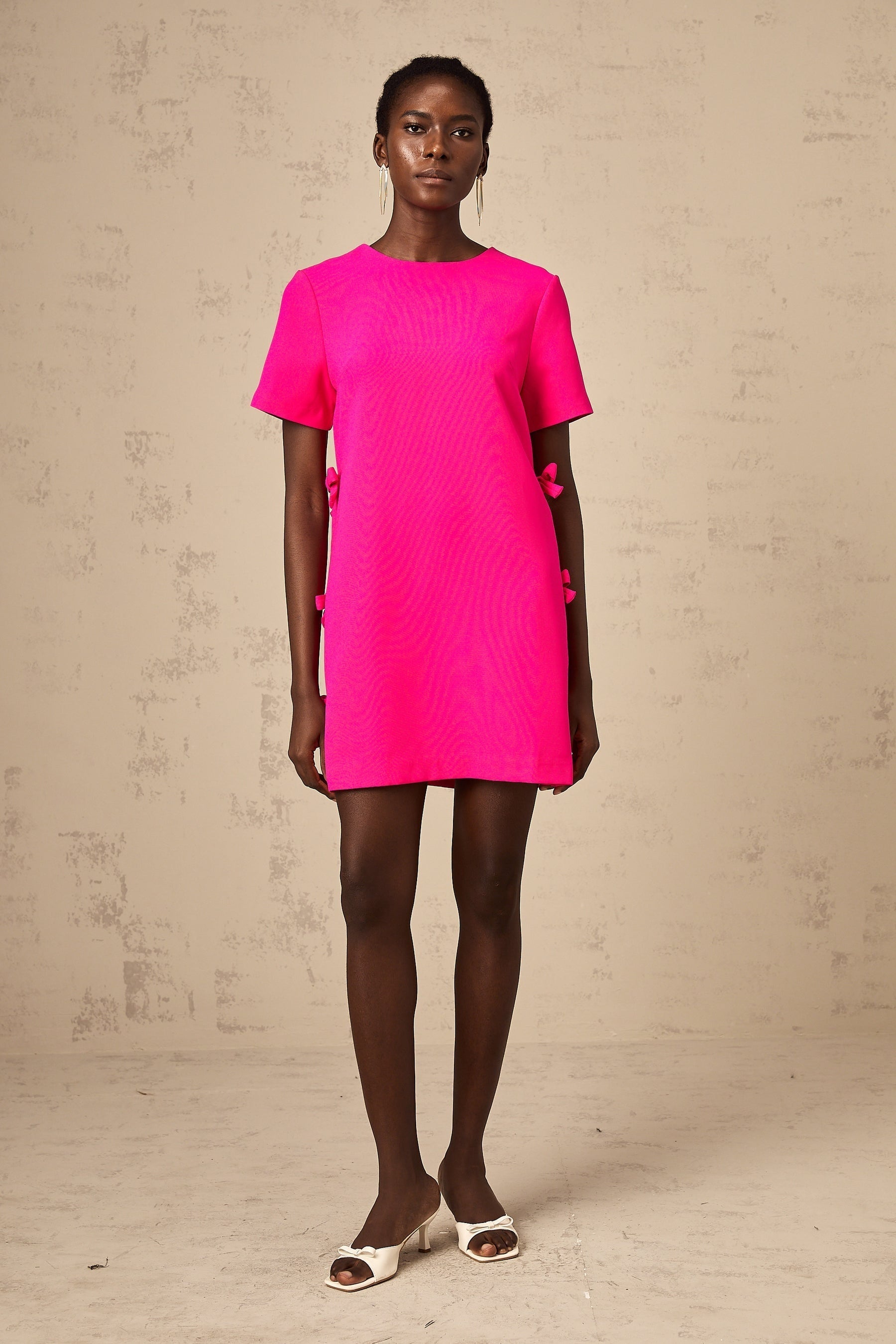 April - Pink Bow Mini Dress