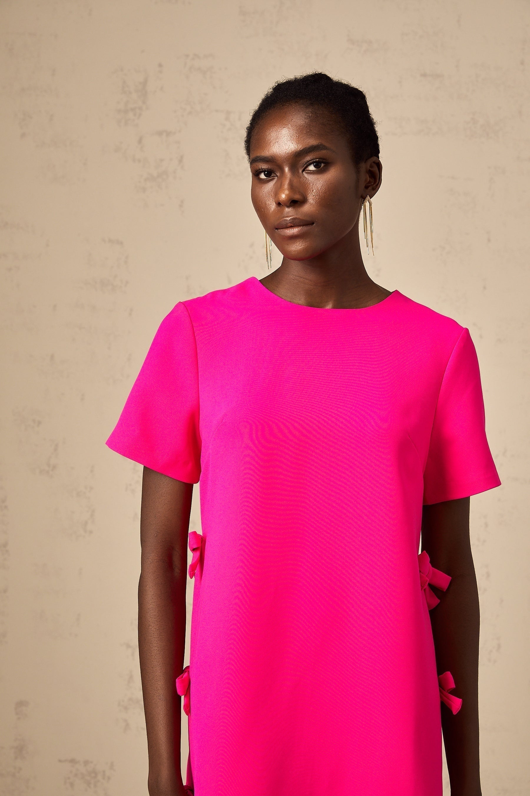 April - Pink Bow Mini Dress