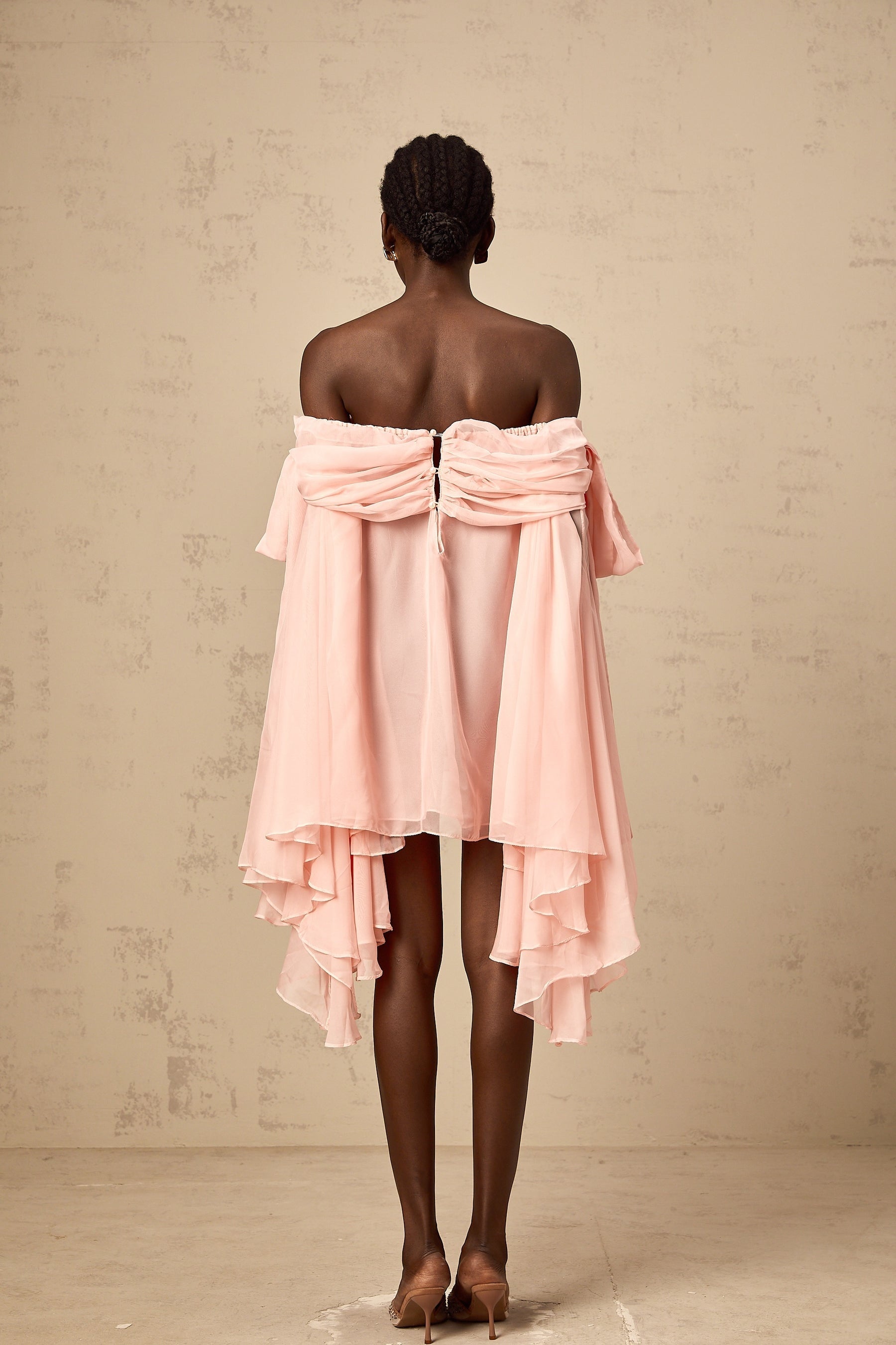 Arianna - Pink Bow Off-Shoulder Mini Dress
