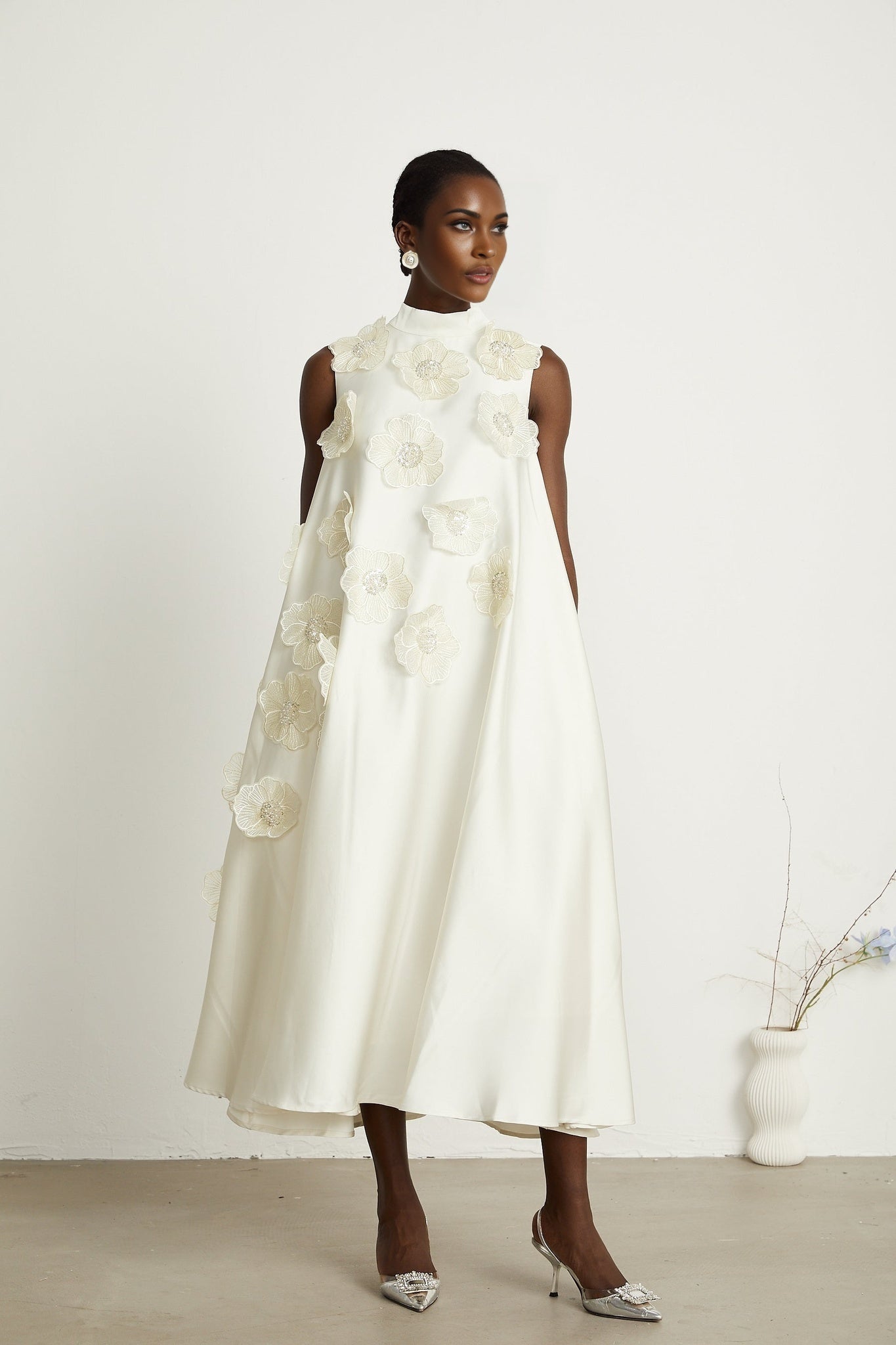 Paige - White Floral Midi Dress