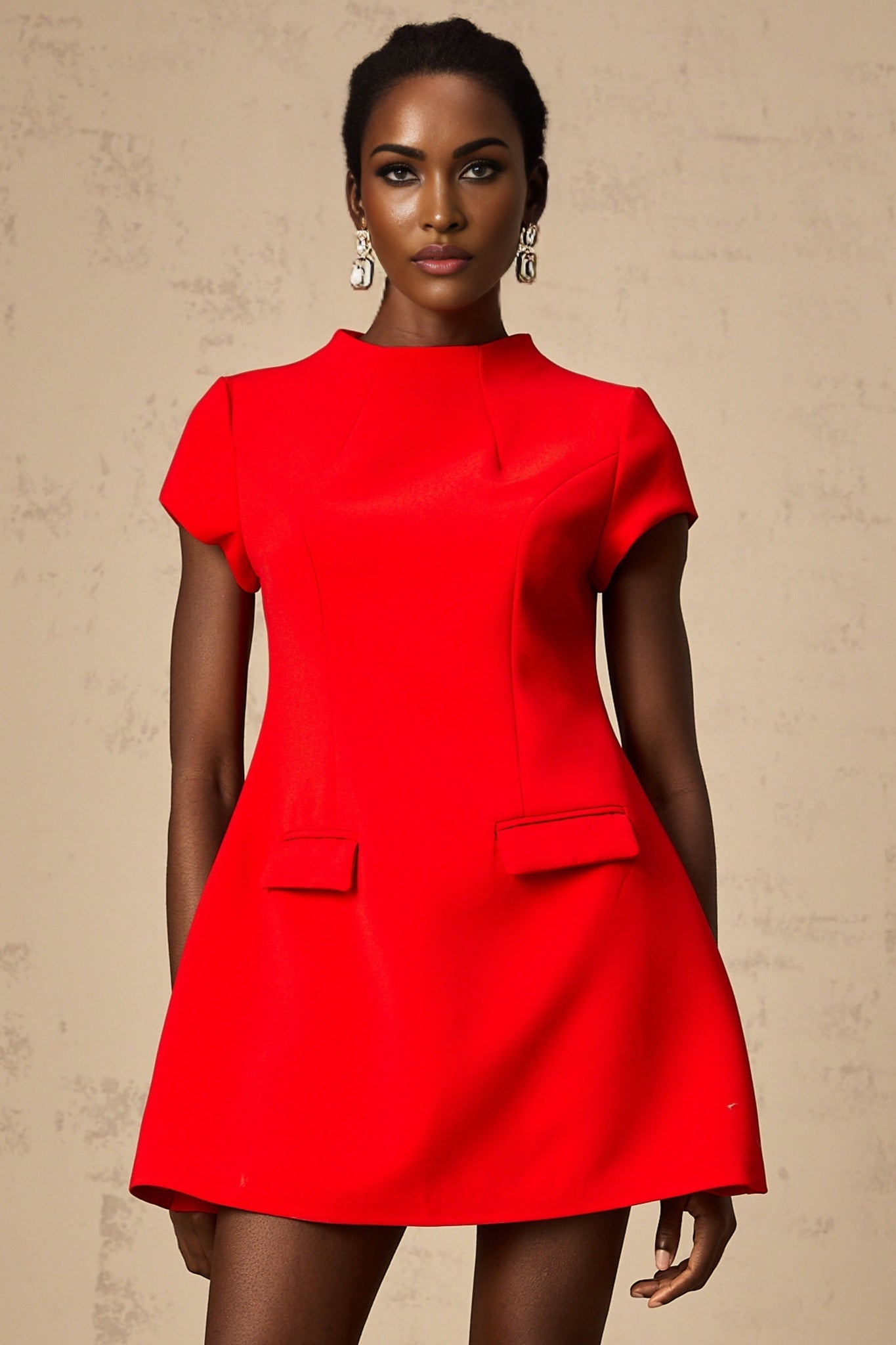 Ainsley - Red Cap Sleeve Mini Dress