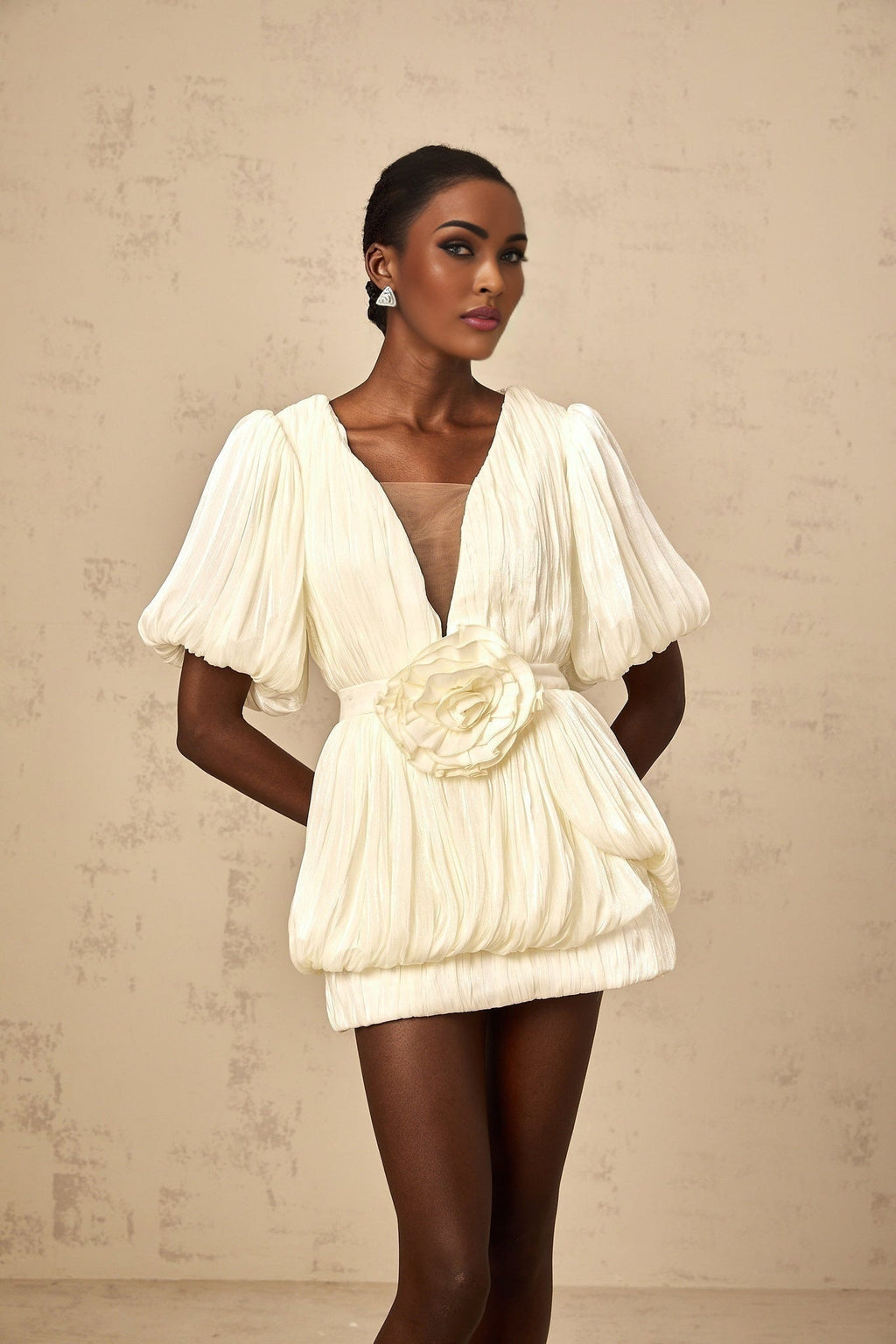 Amaya - Floral-Appliqué Mini Dress