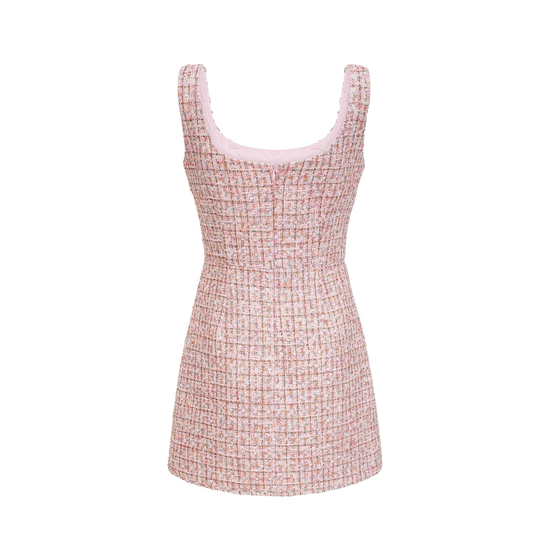 Ember - Pink Tweed Crystal Embellished Mini Dress